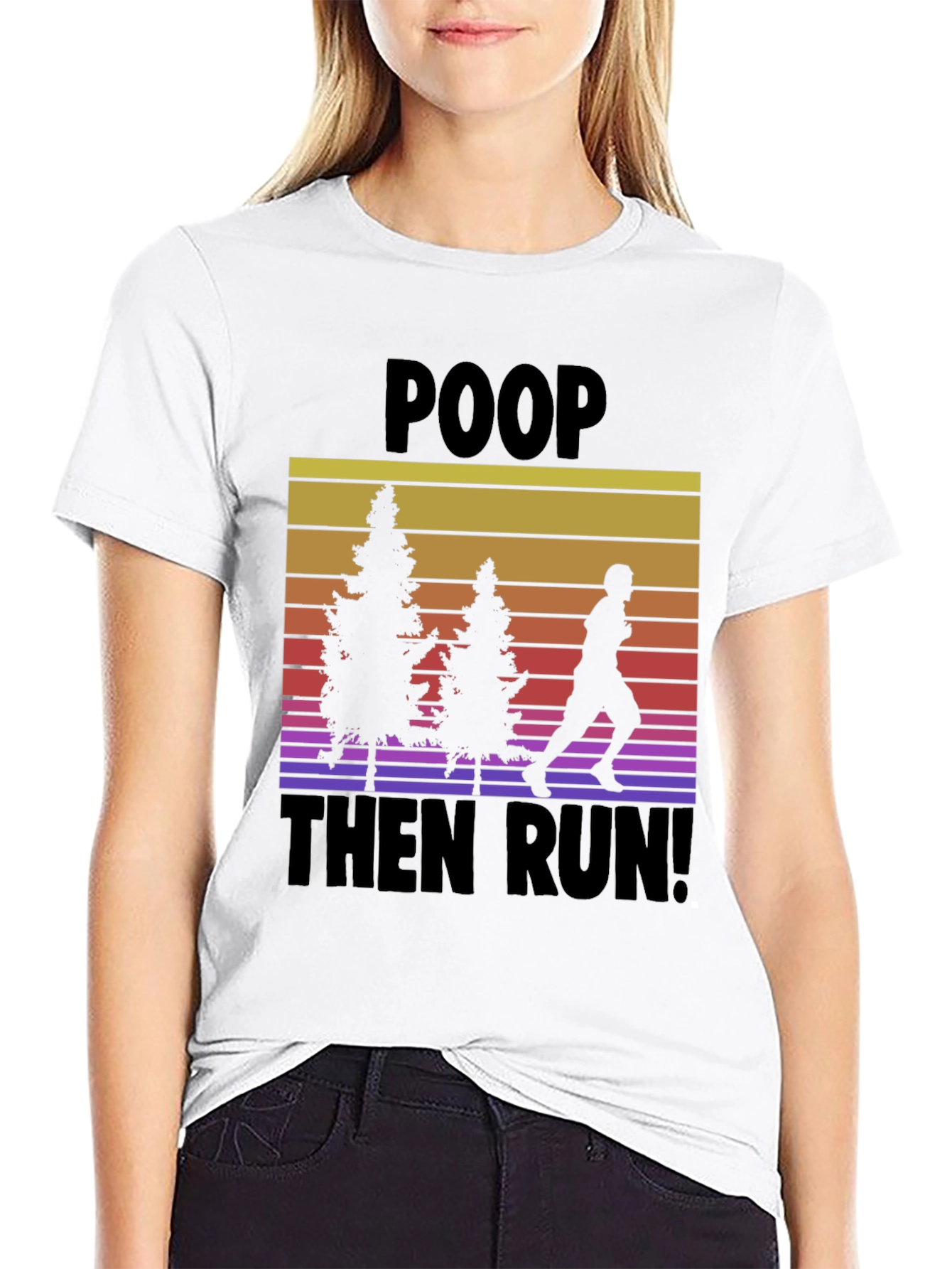 Poop Then Run! Novelty Graphic T-Shirt