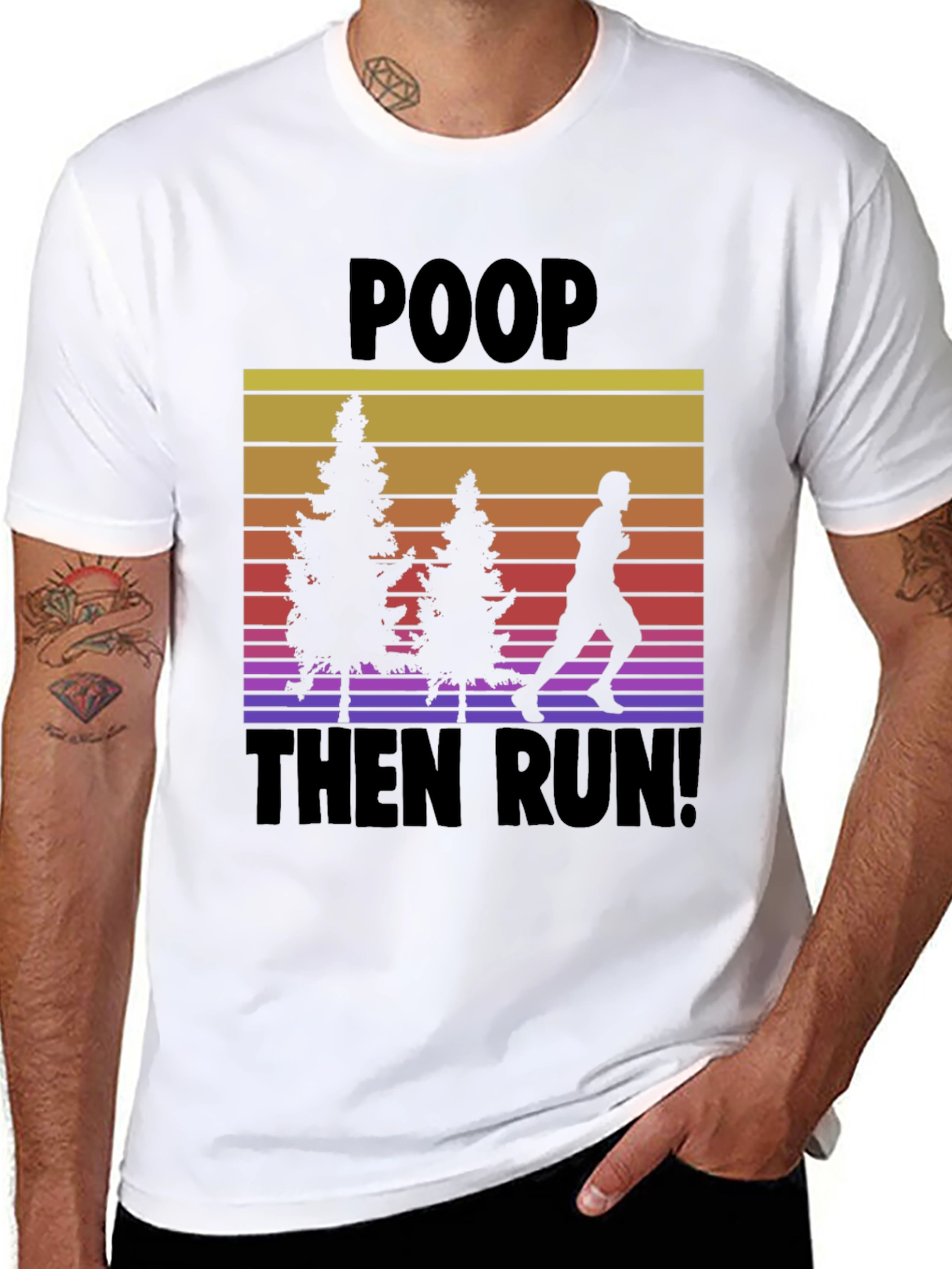 Poop Then Run! Novelty Graphic T-Shirt