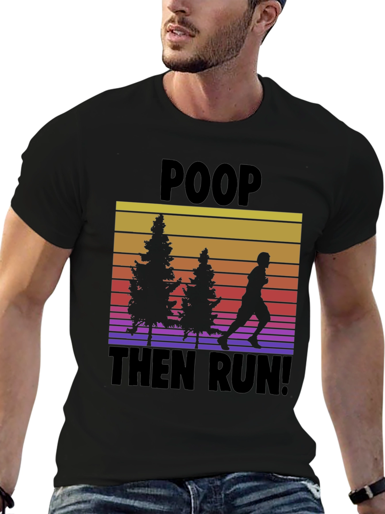 Poop Then Run! Novelty Graphic T-Shirt