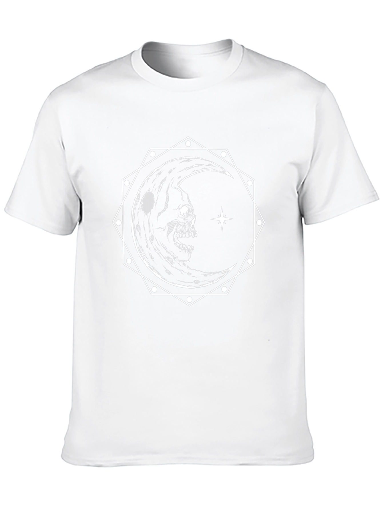 Skull Moon Graphic Tee - Gothic Crescent Design