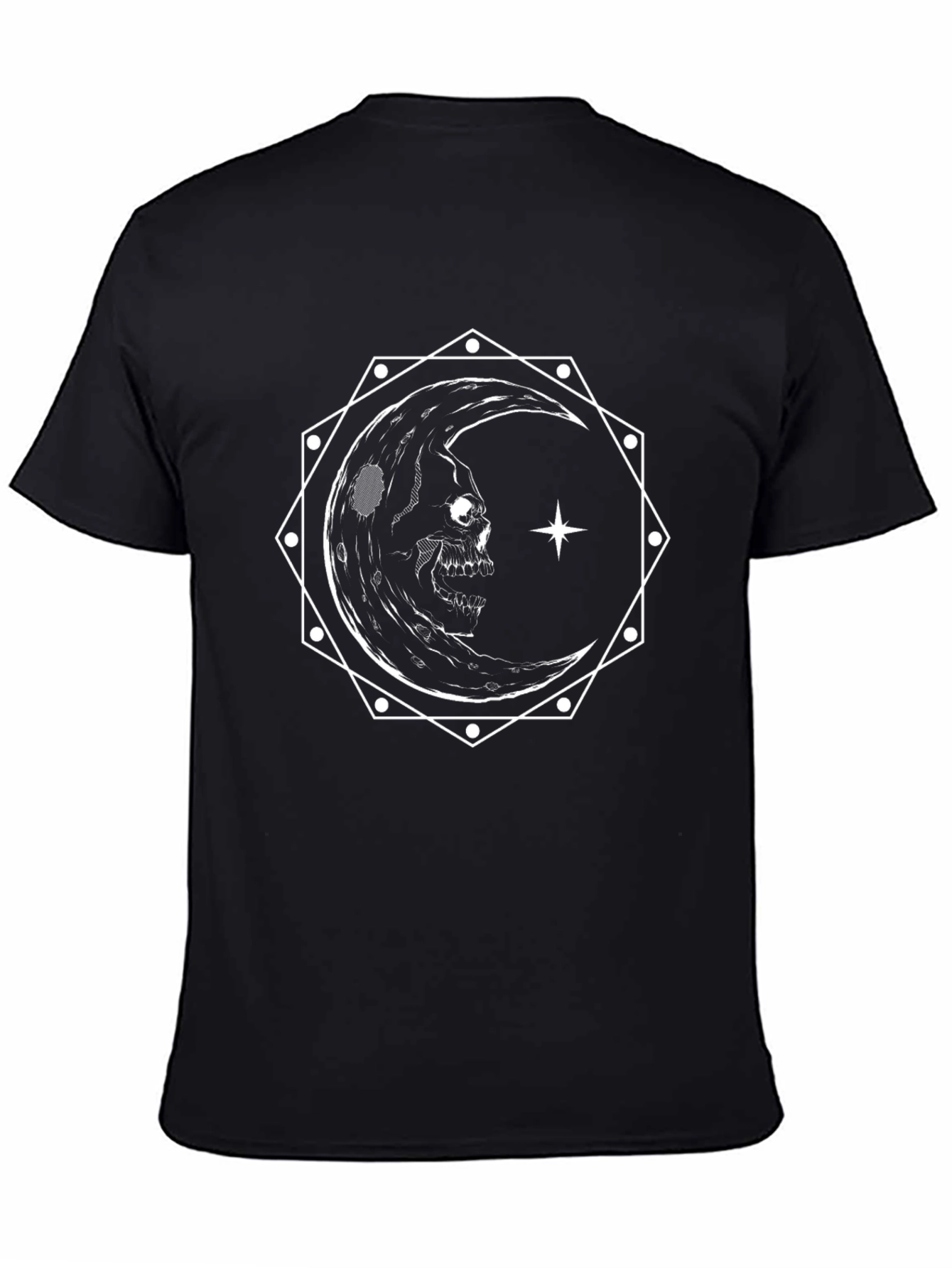 Skull Moon Graphic Tee - Gothic Crescent Design