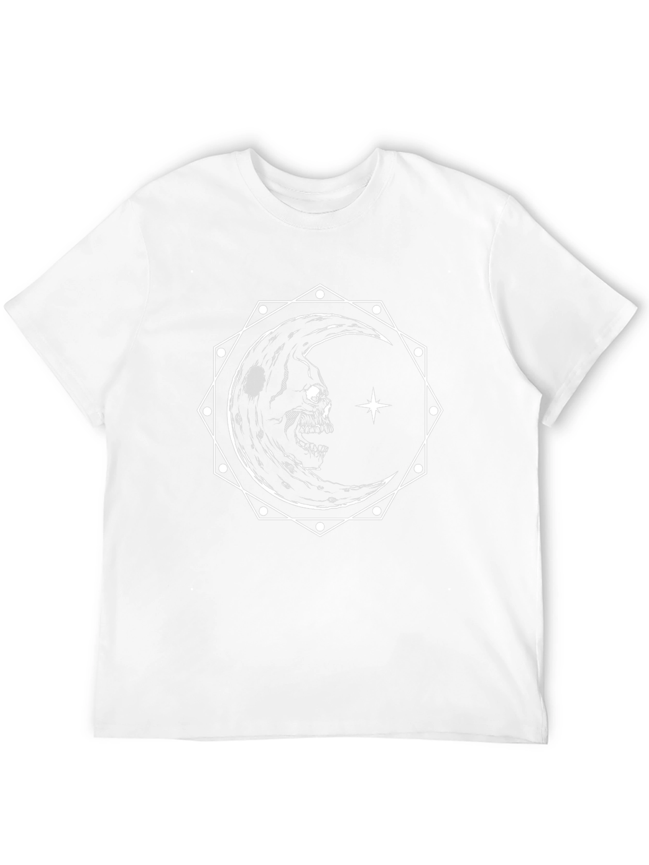 Skull Moon Graphic Tee - Gothic Crescent Design
