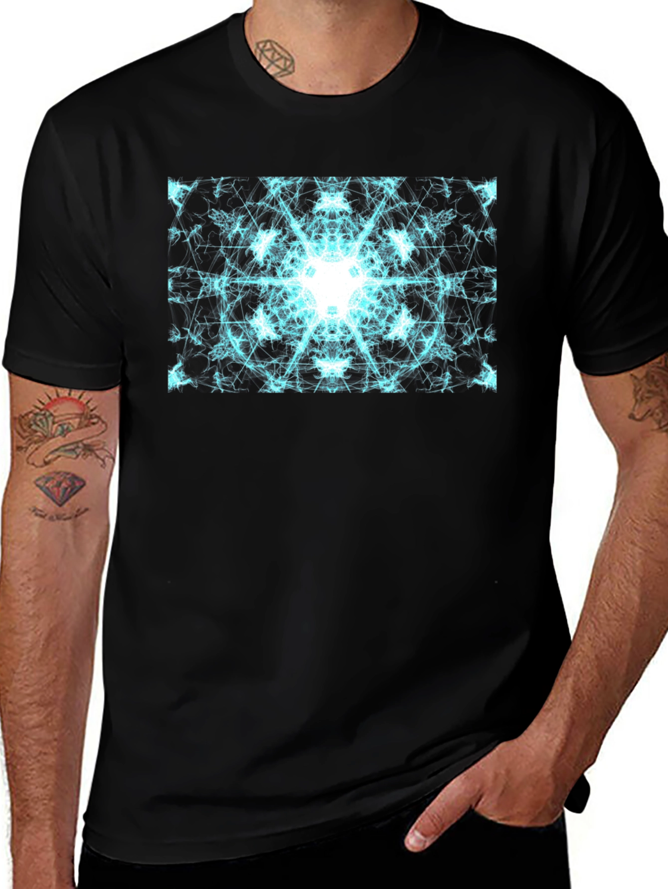 Electric Mandala Graphic Black T-Shirt