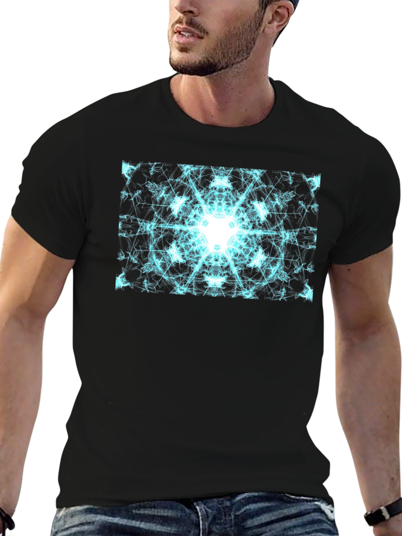 Electric Mandala Graphic Black T-Shirt