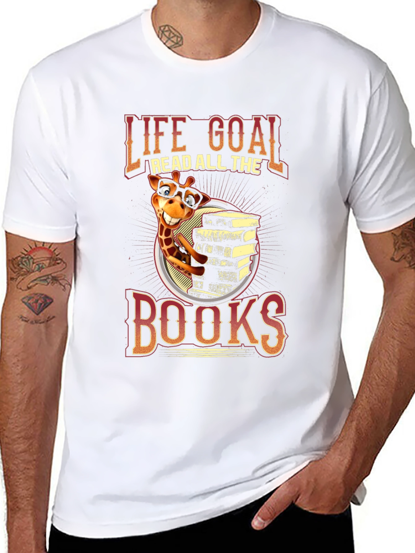 Life Goal Read All The Books Giraffe T-Shirt