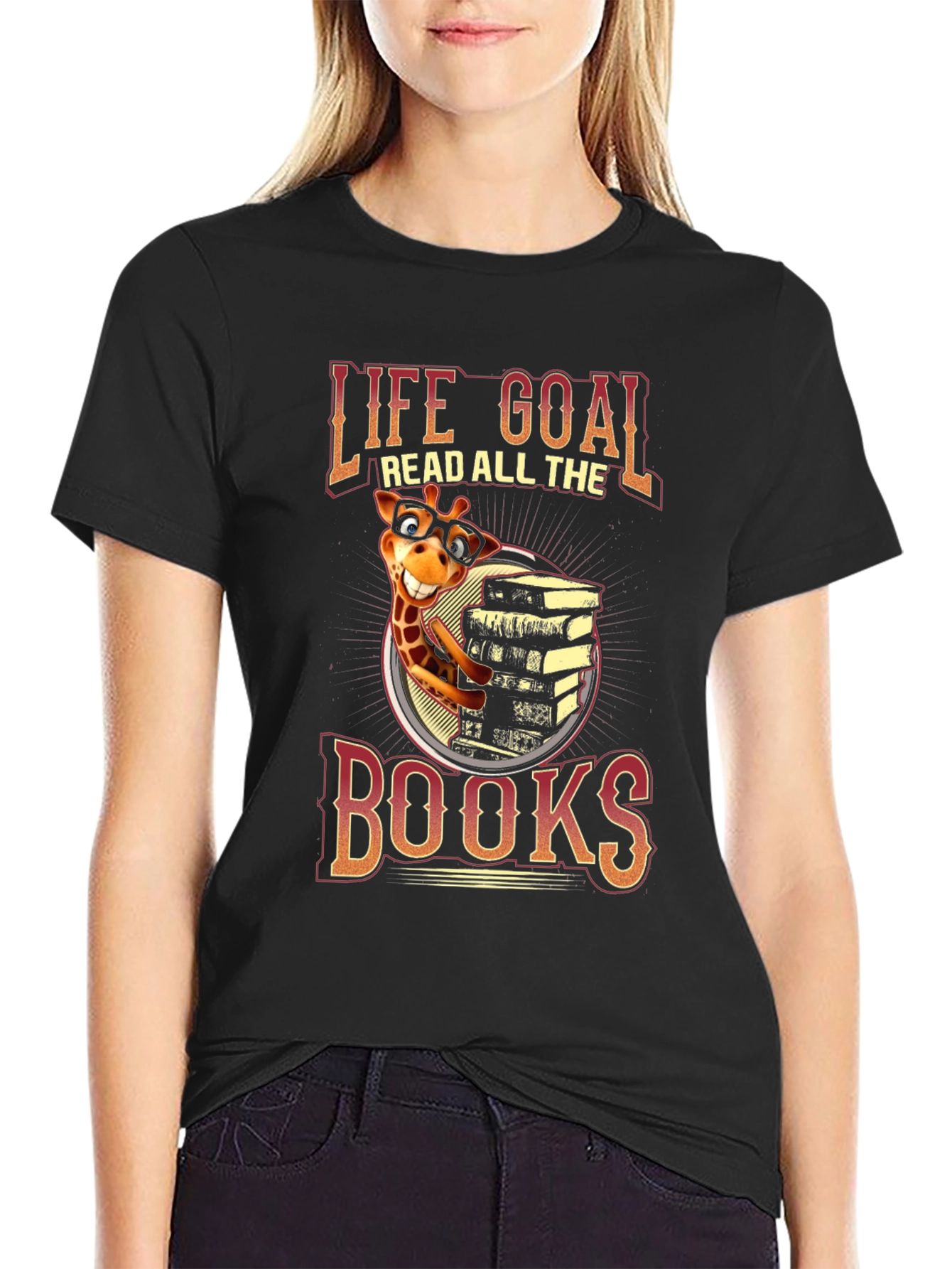 Life Goal Read All The Books Giraffe T-Shirt