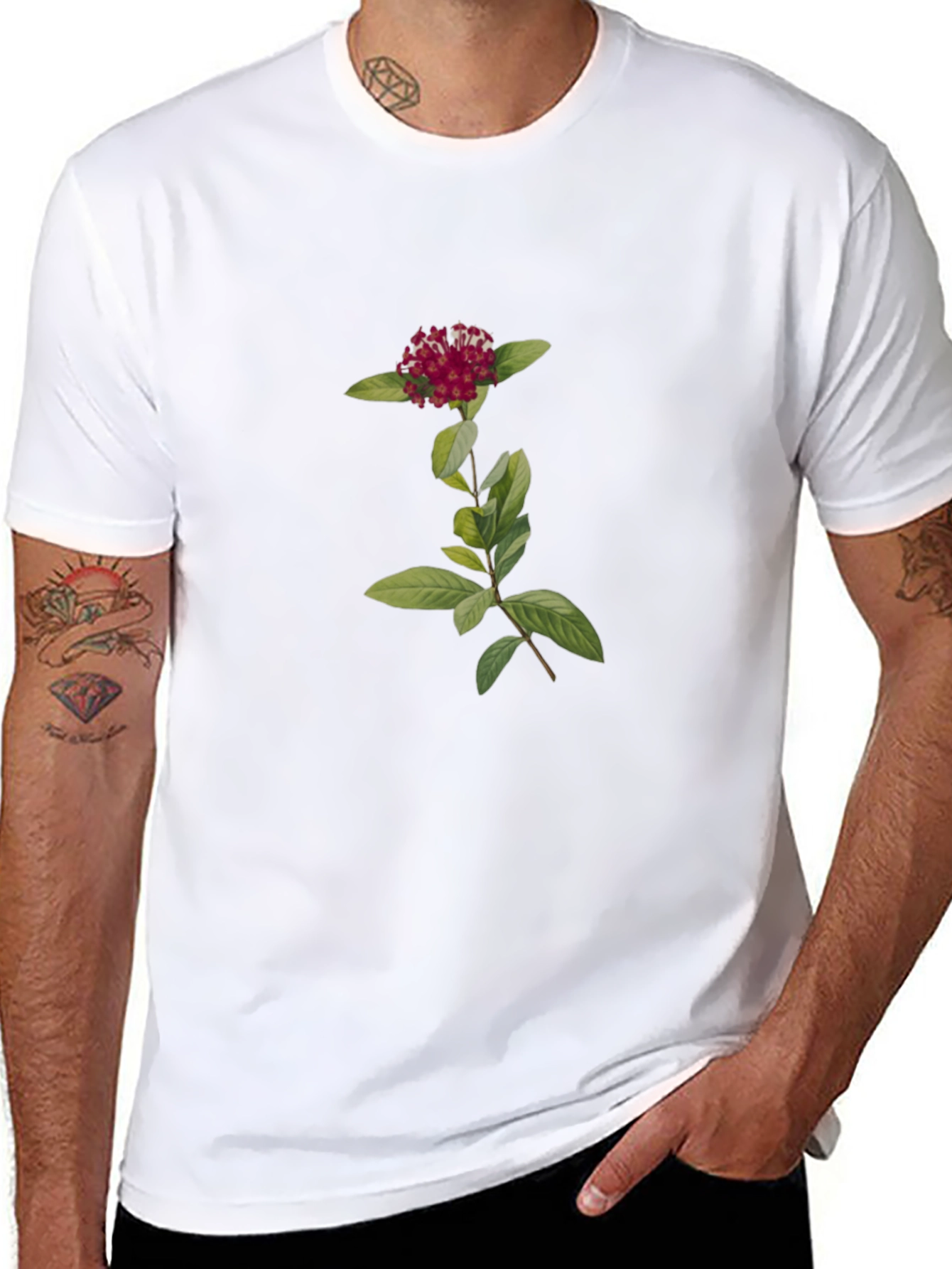 Botanical Black Tee - Flower Graphic