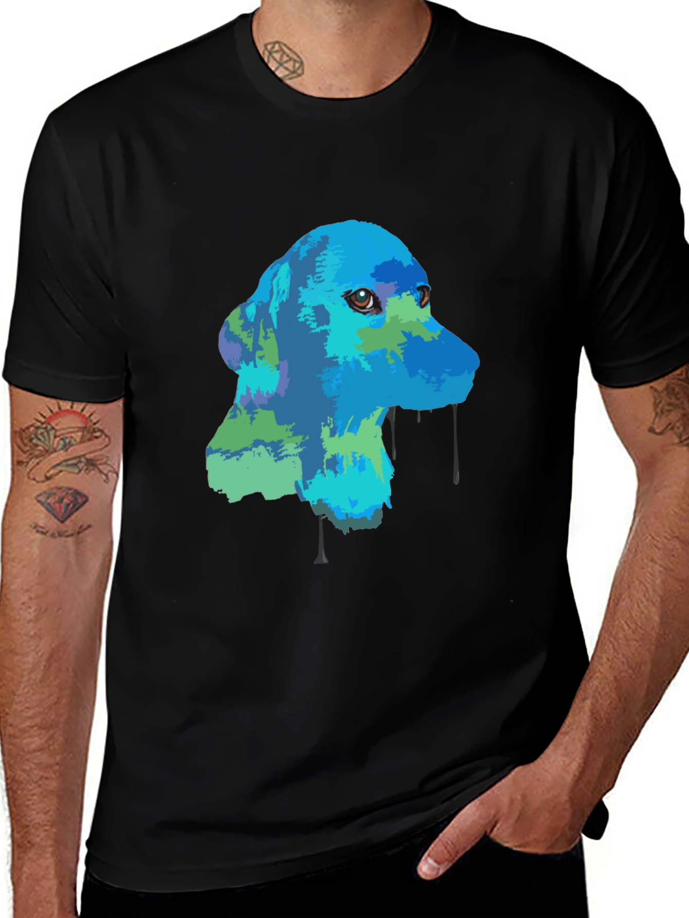 Dog Graphic T-Shirt - Artistic Design Mens Casual Wear