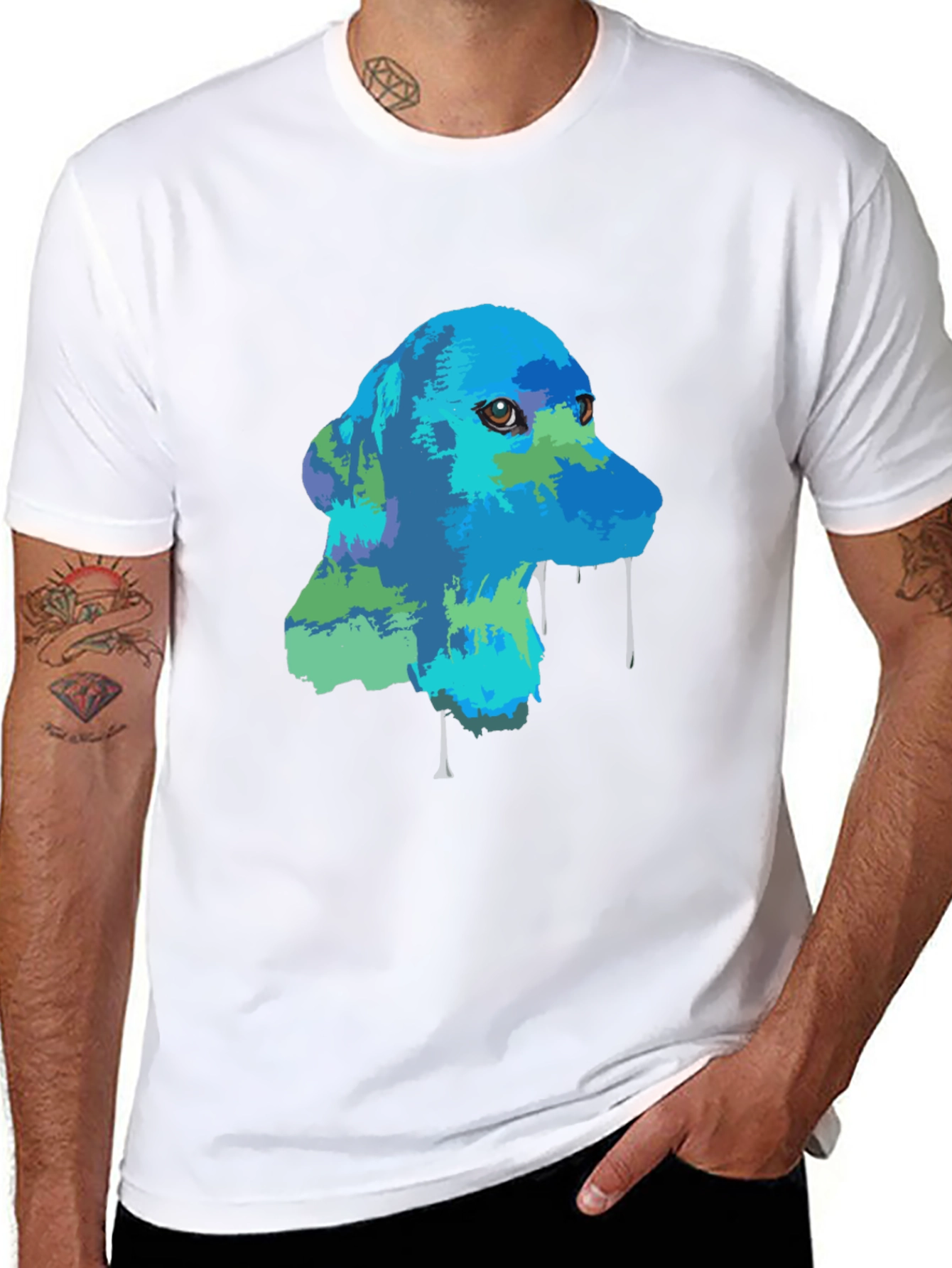 Dog Graphic T-Shirt - Artistic Design Mens Casual Wear