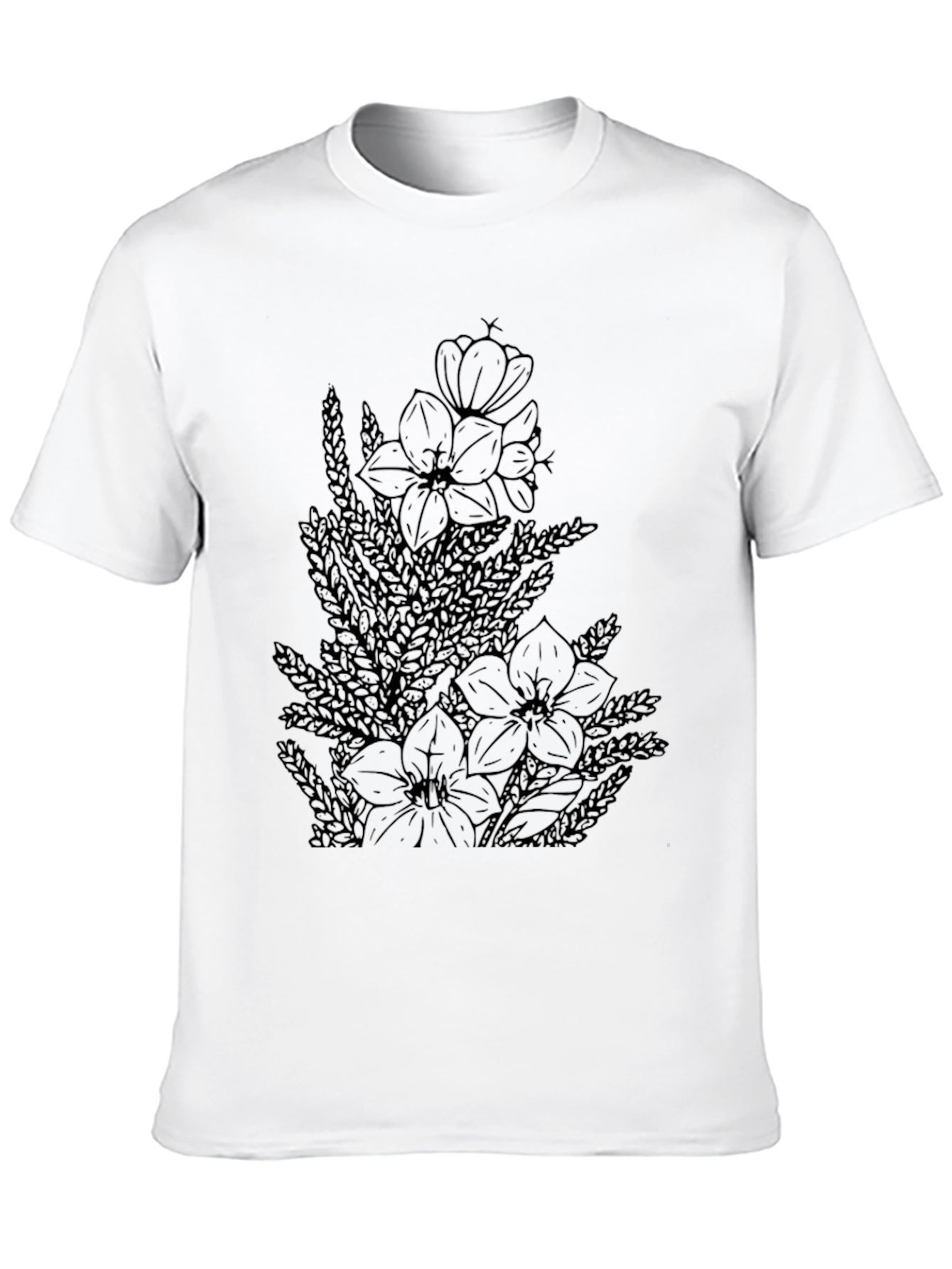 Floral Print Black Casual T-Shirt
