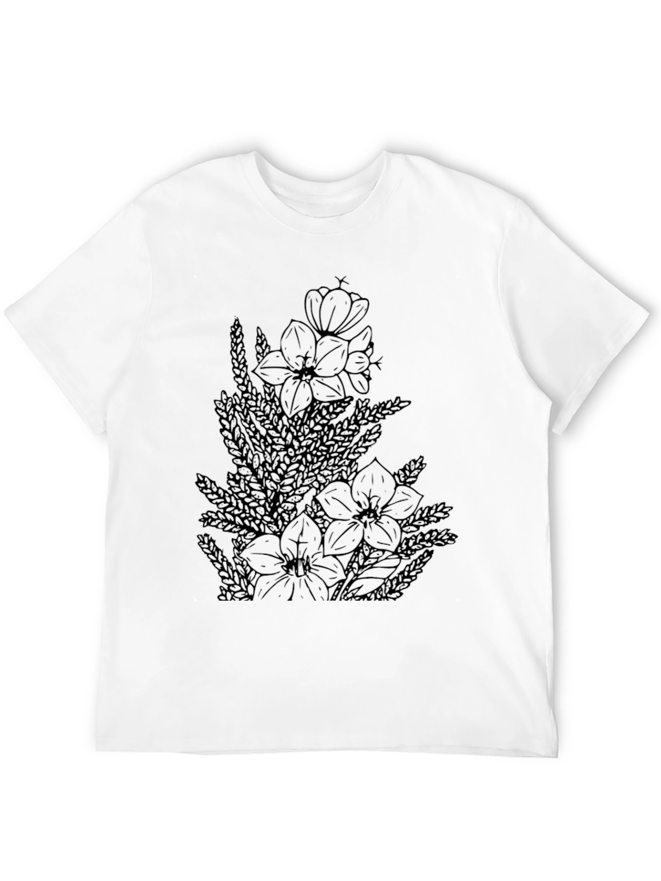Floral Print Black Casual T-Shirt