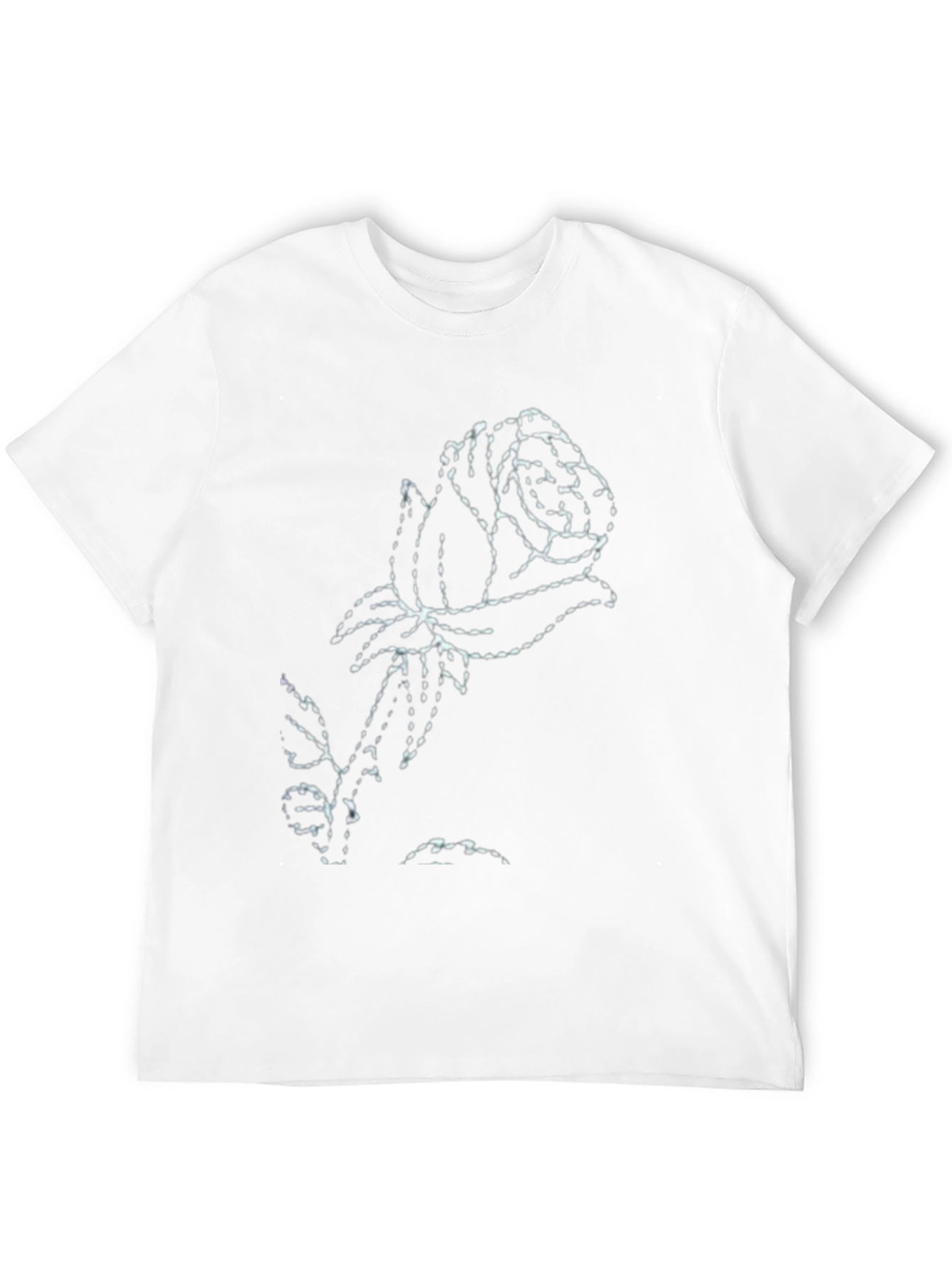 Black T-Shirt with White Rose Outline Design