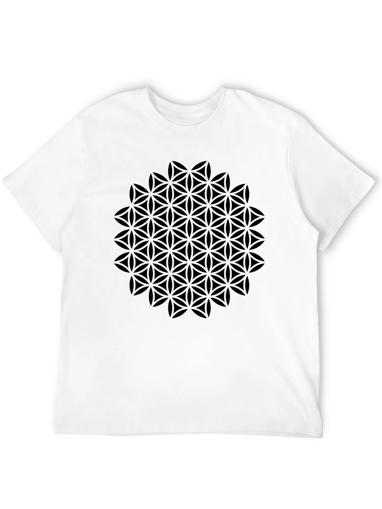 Geometric Flower of Life Black T-Shirt