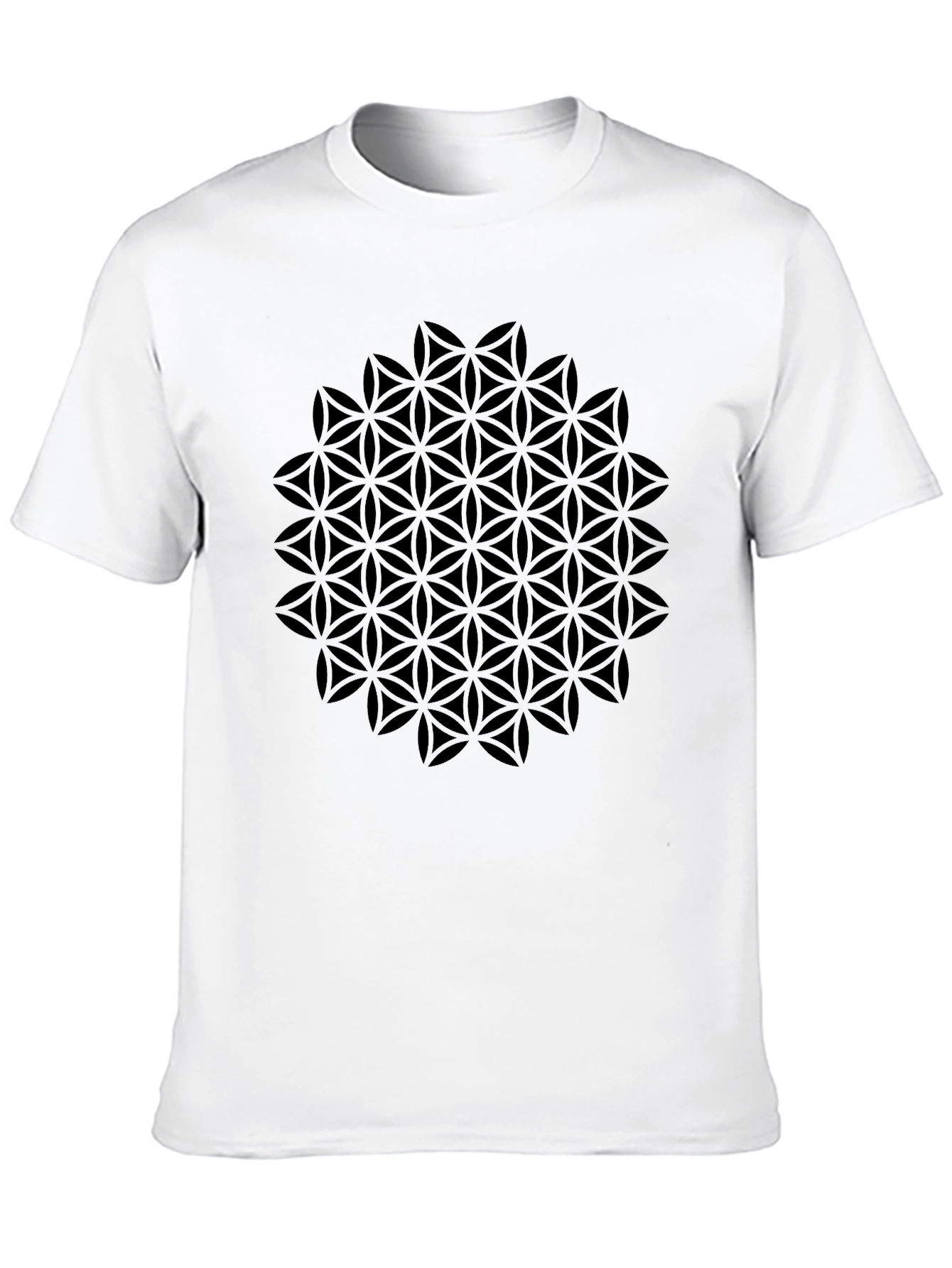 Geometric Flower of Life Black T-Shirt