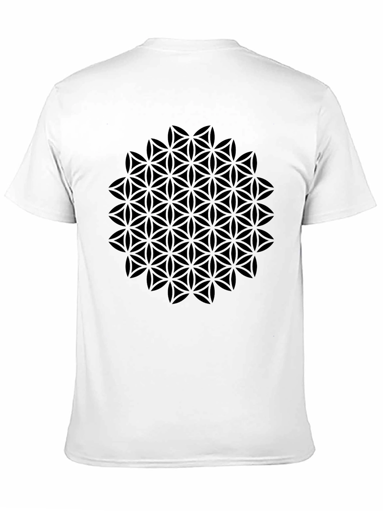 Geometric Flower of Life Black T-Shirt