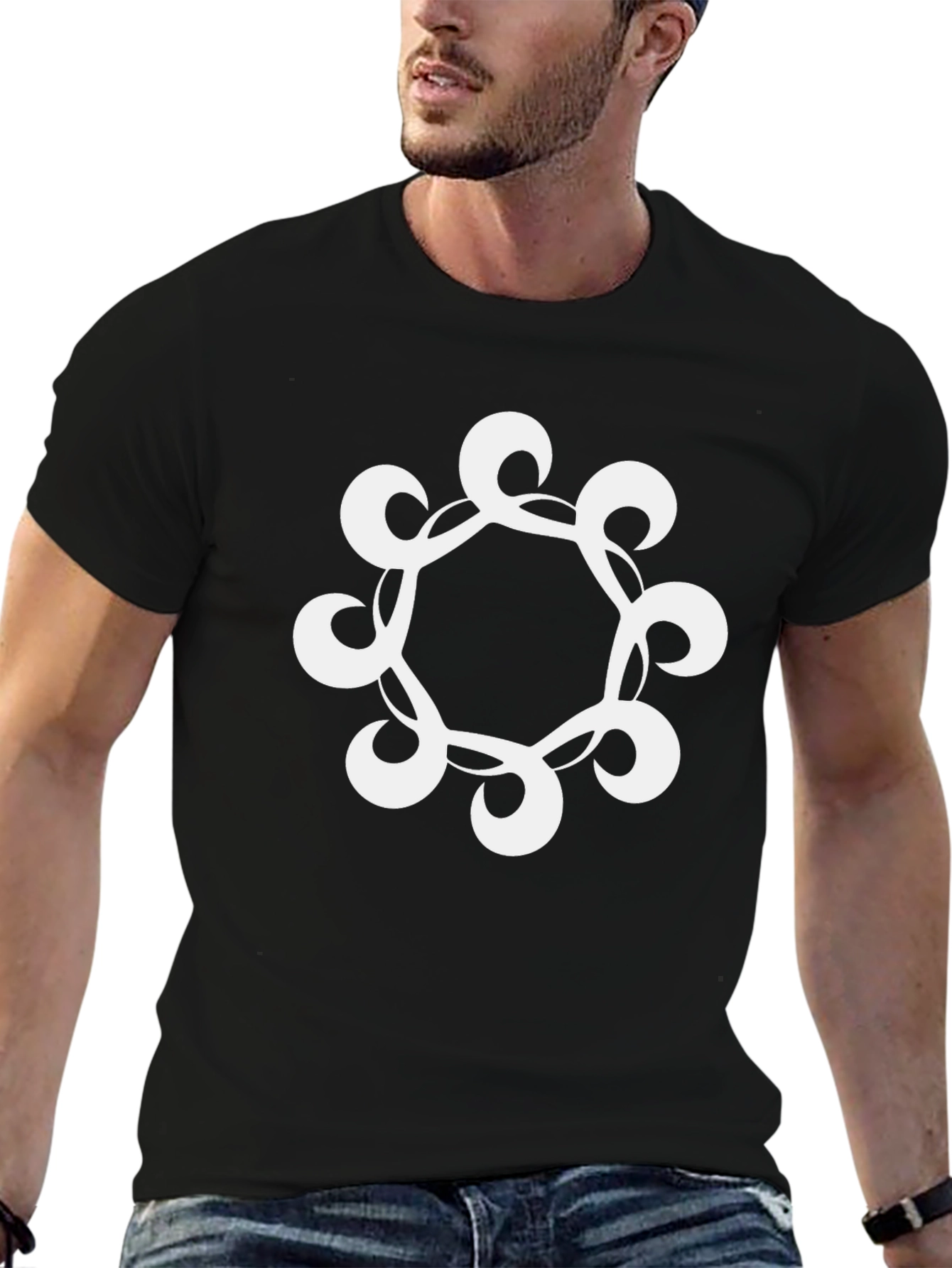 Modern Graphic Print Black T-Shirt
