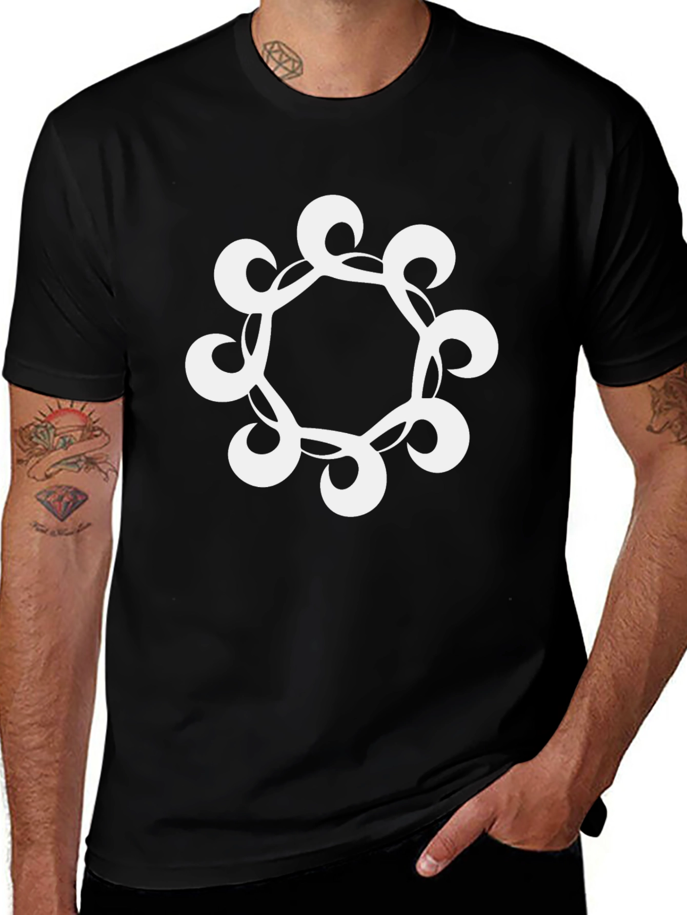 Modern Graphic Print Black T-Shirt