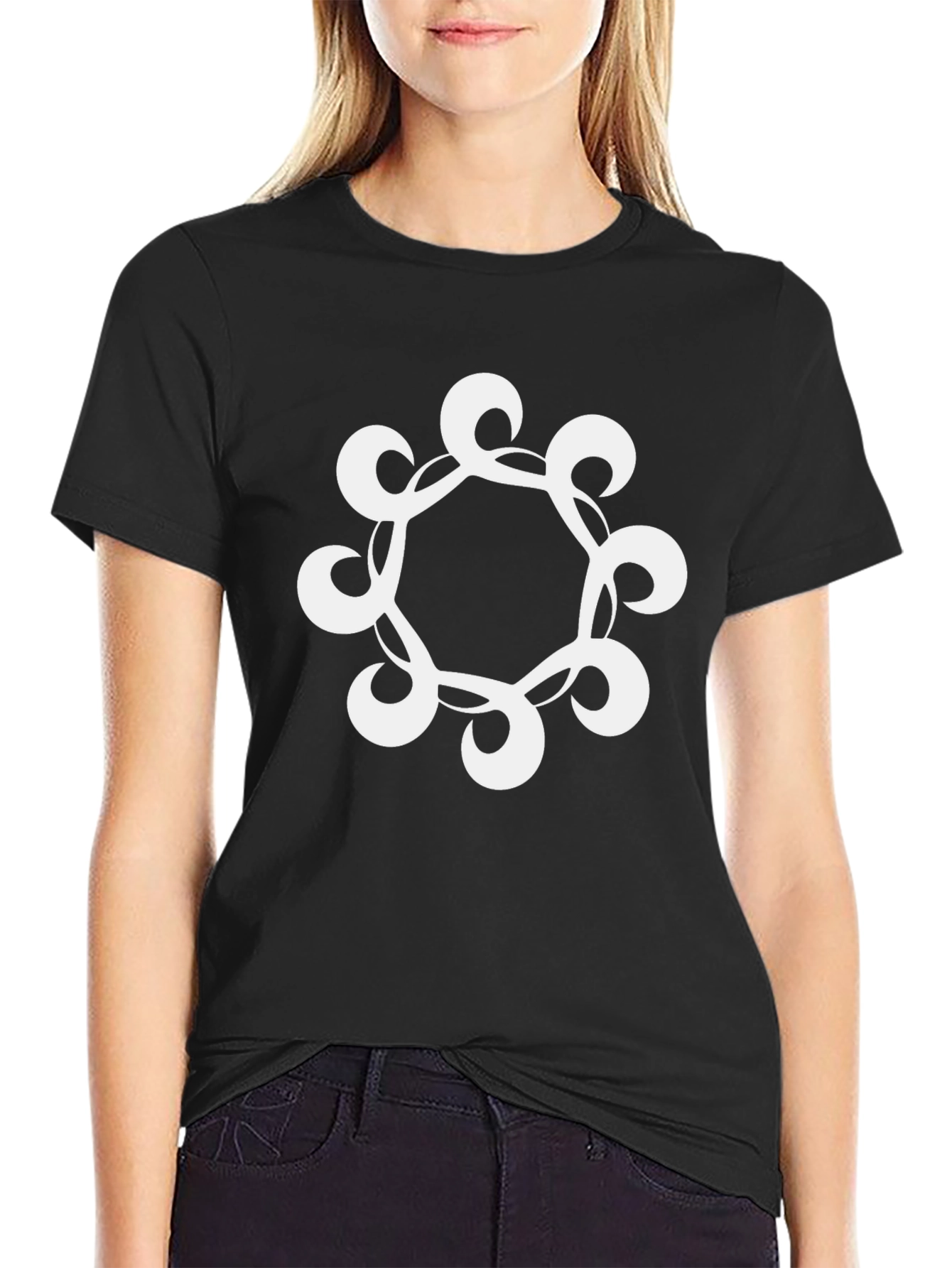 Modern Graphic Print Black T-Shirt