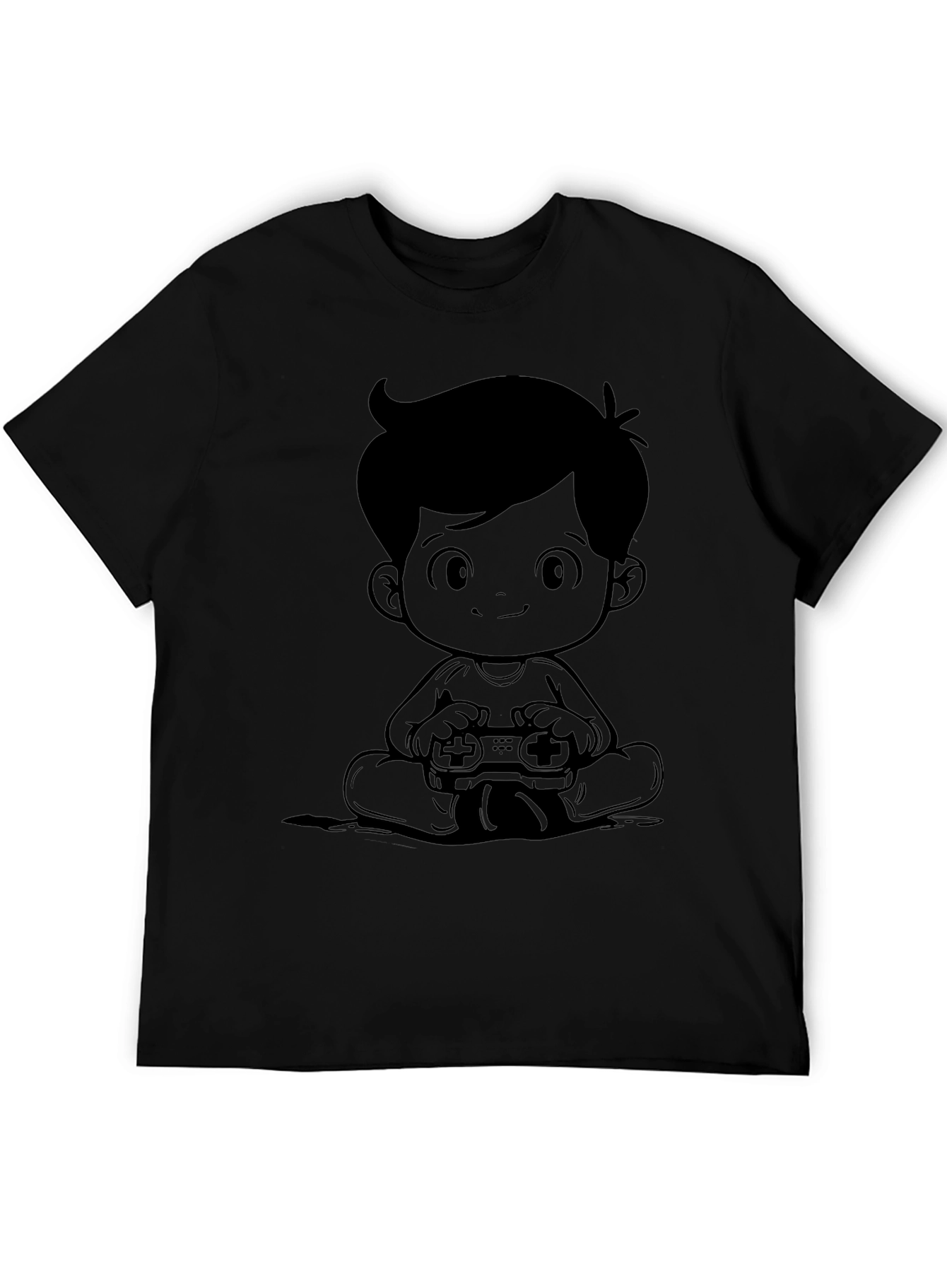 Gamer Boy Graphic Tee - Black Cotton Casual Shirt