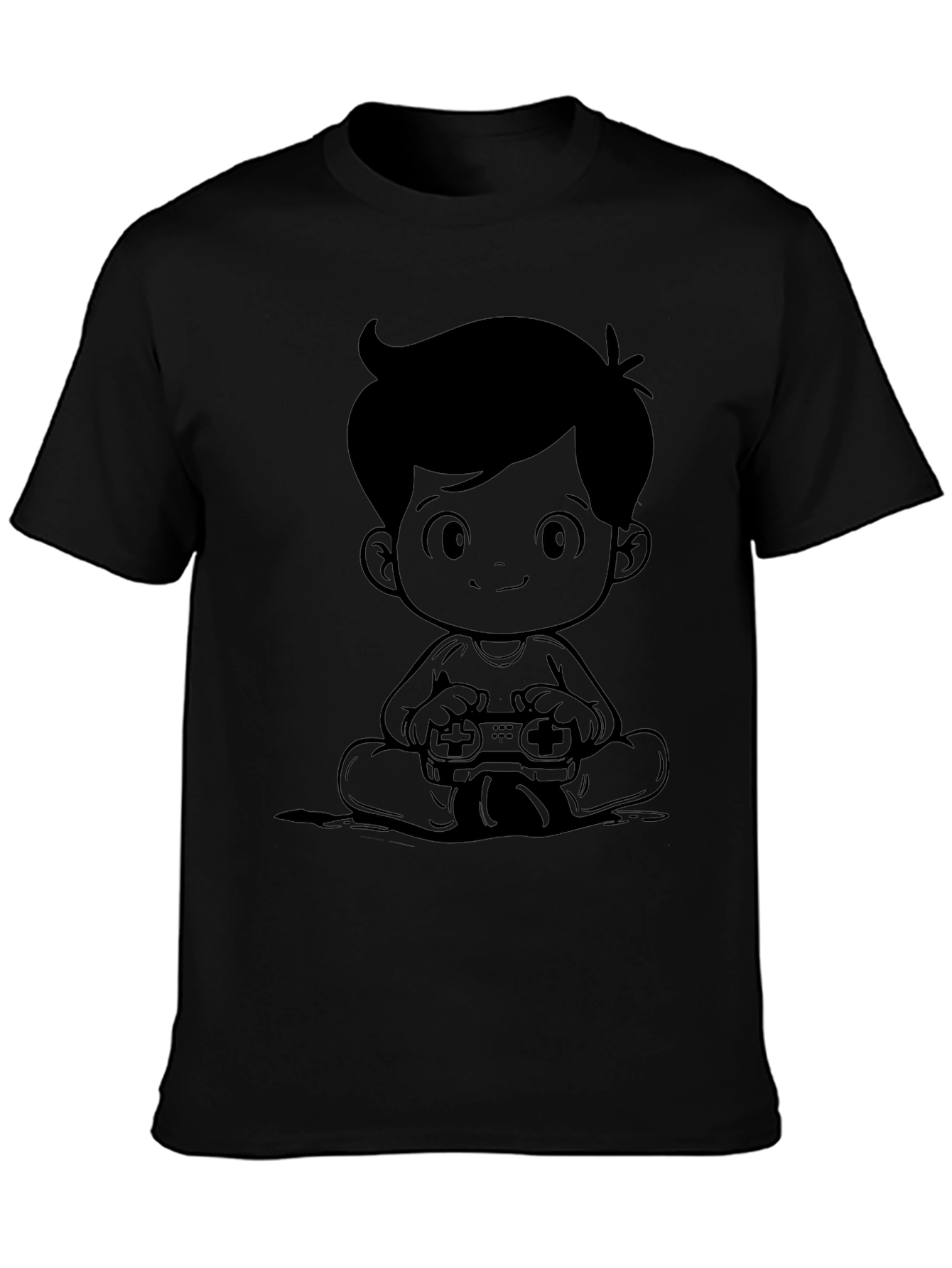 Gamer Boy Graphic Tee - Black Cotton Casual Shirt