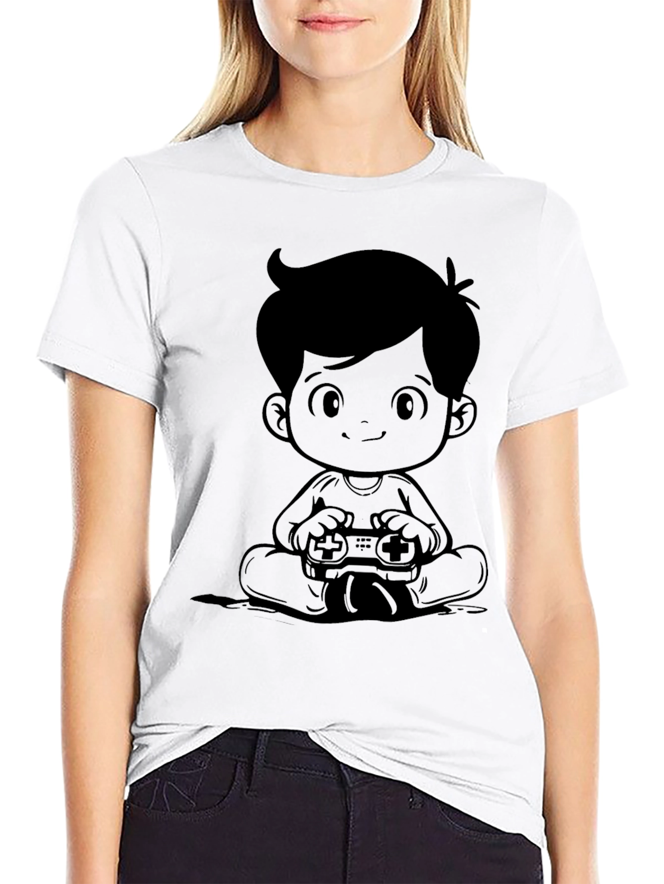 Gamer Boy Graphic Tee - Black Cotton Casual Shirt