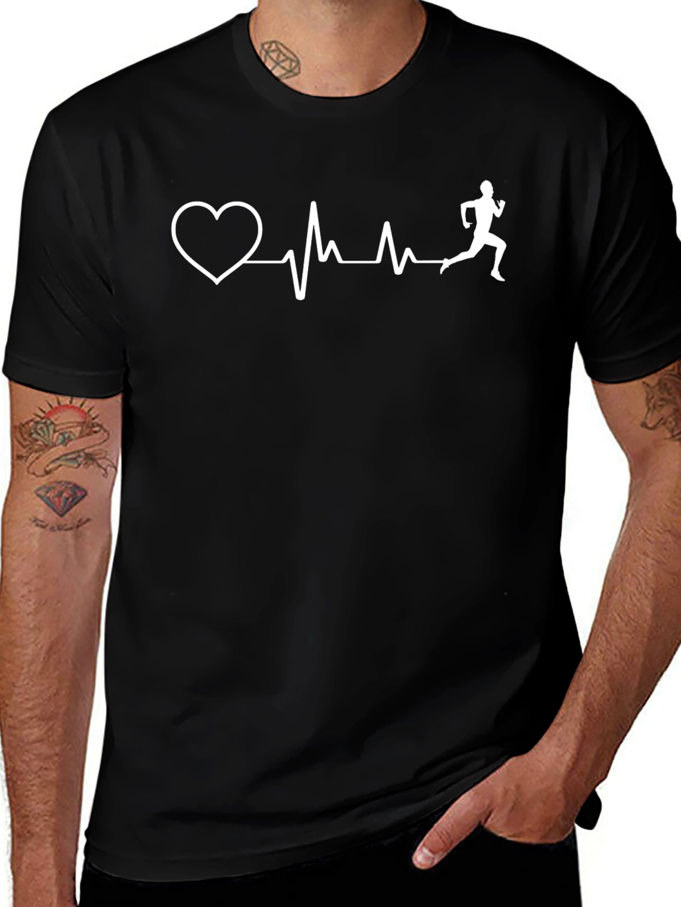Heartbeat Runner Graphic Tee - Black