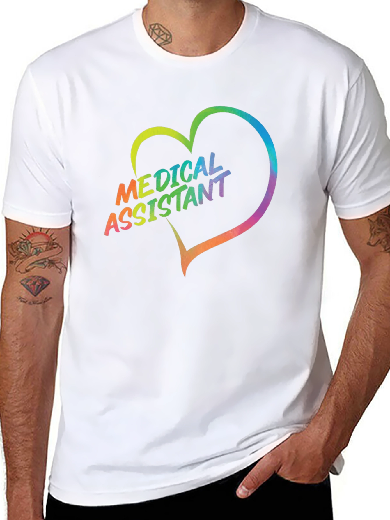 Medical Assistant Heart T-Shirt - Rainbow Graphic Tee