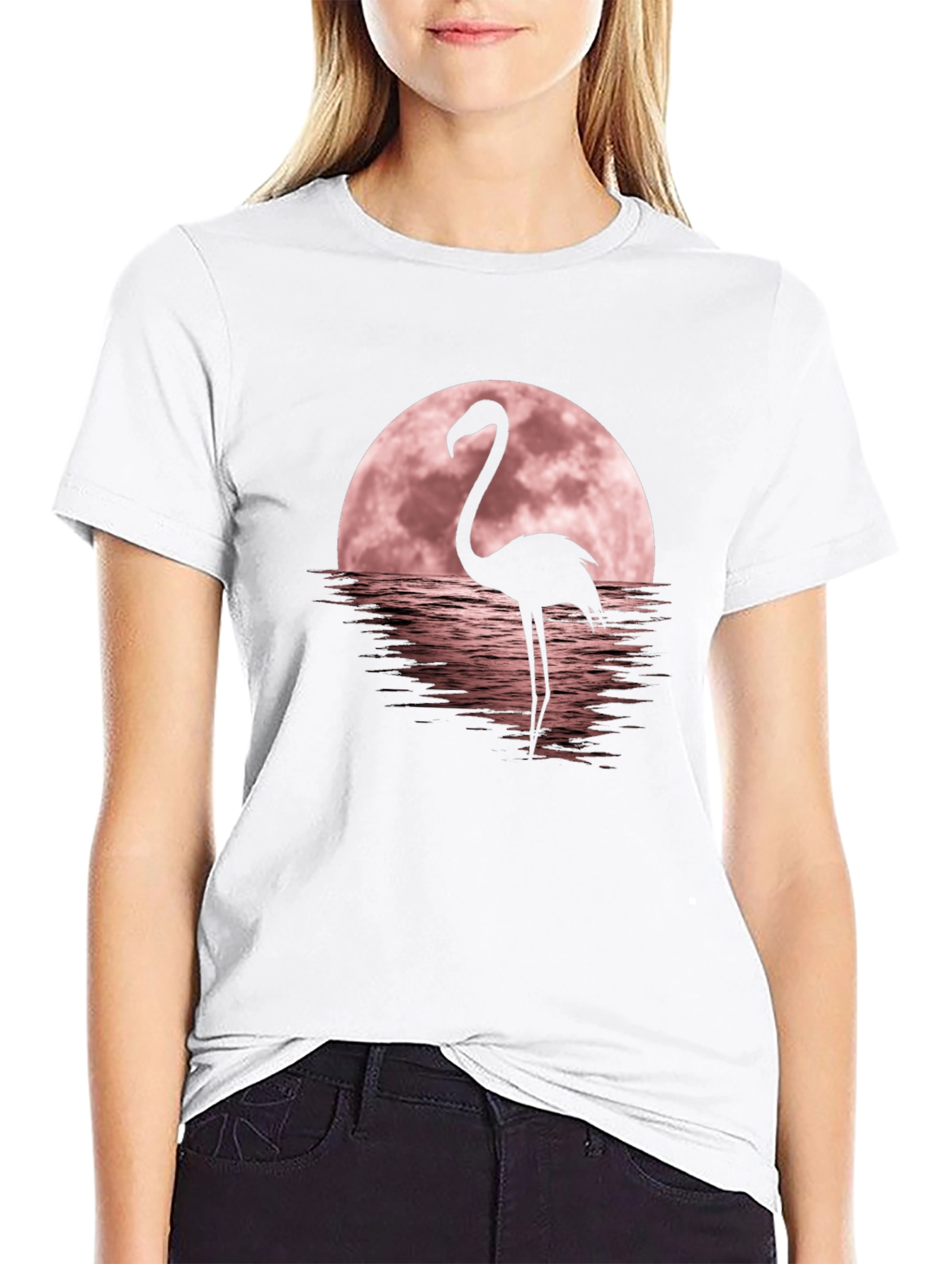 Flamingo Moon Graphic Tee - Black