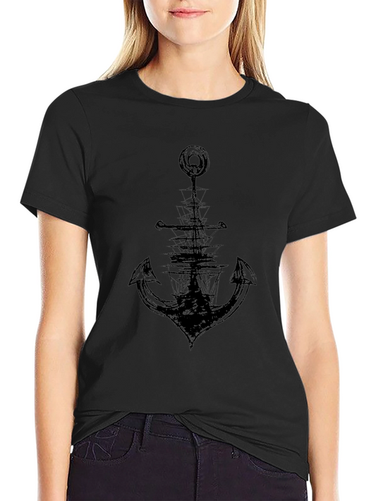 Black Anchor & Ship Graphic Tee