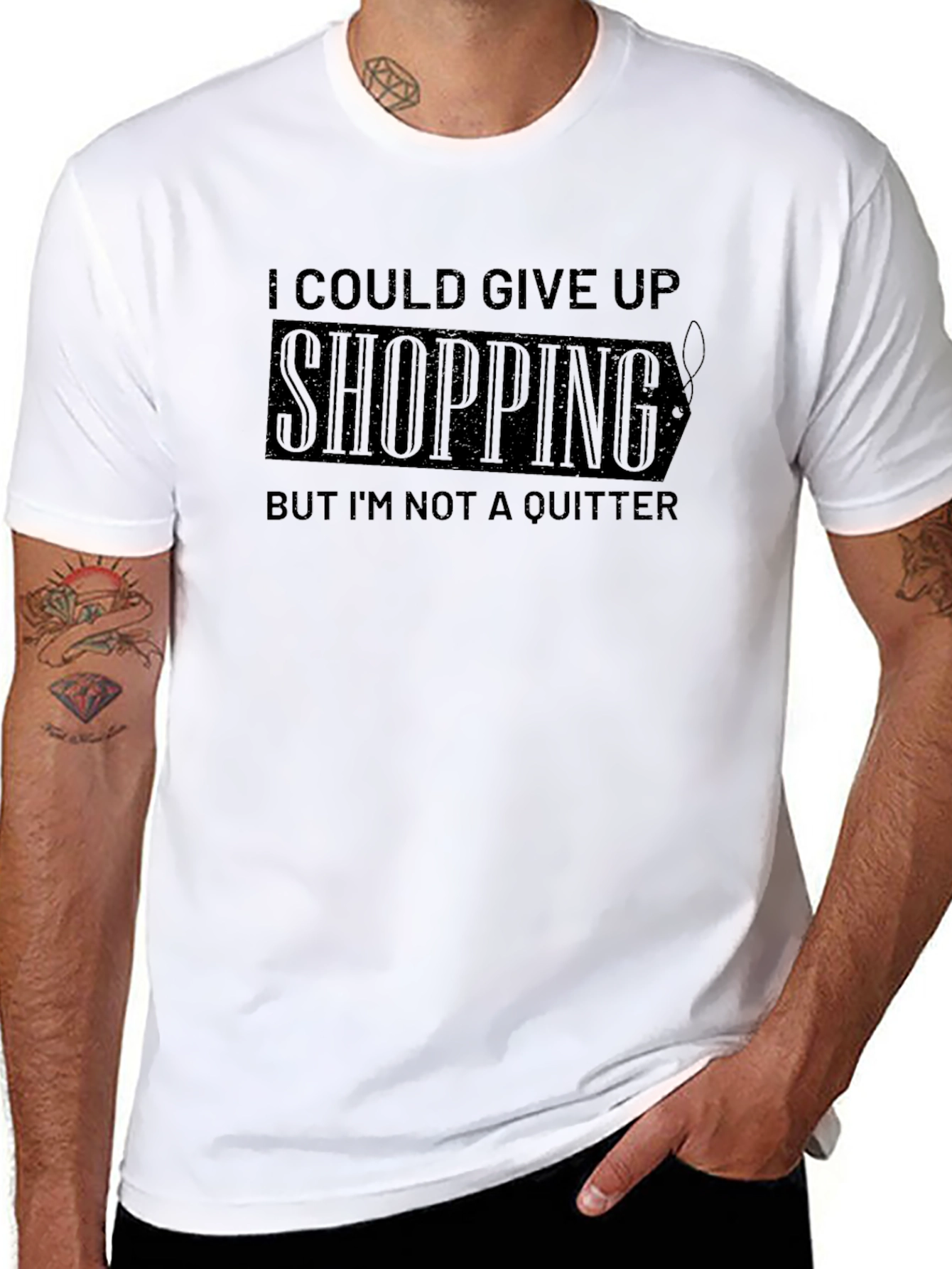 Funny Shopping Addict Black T-Shirt