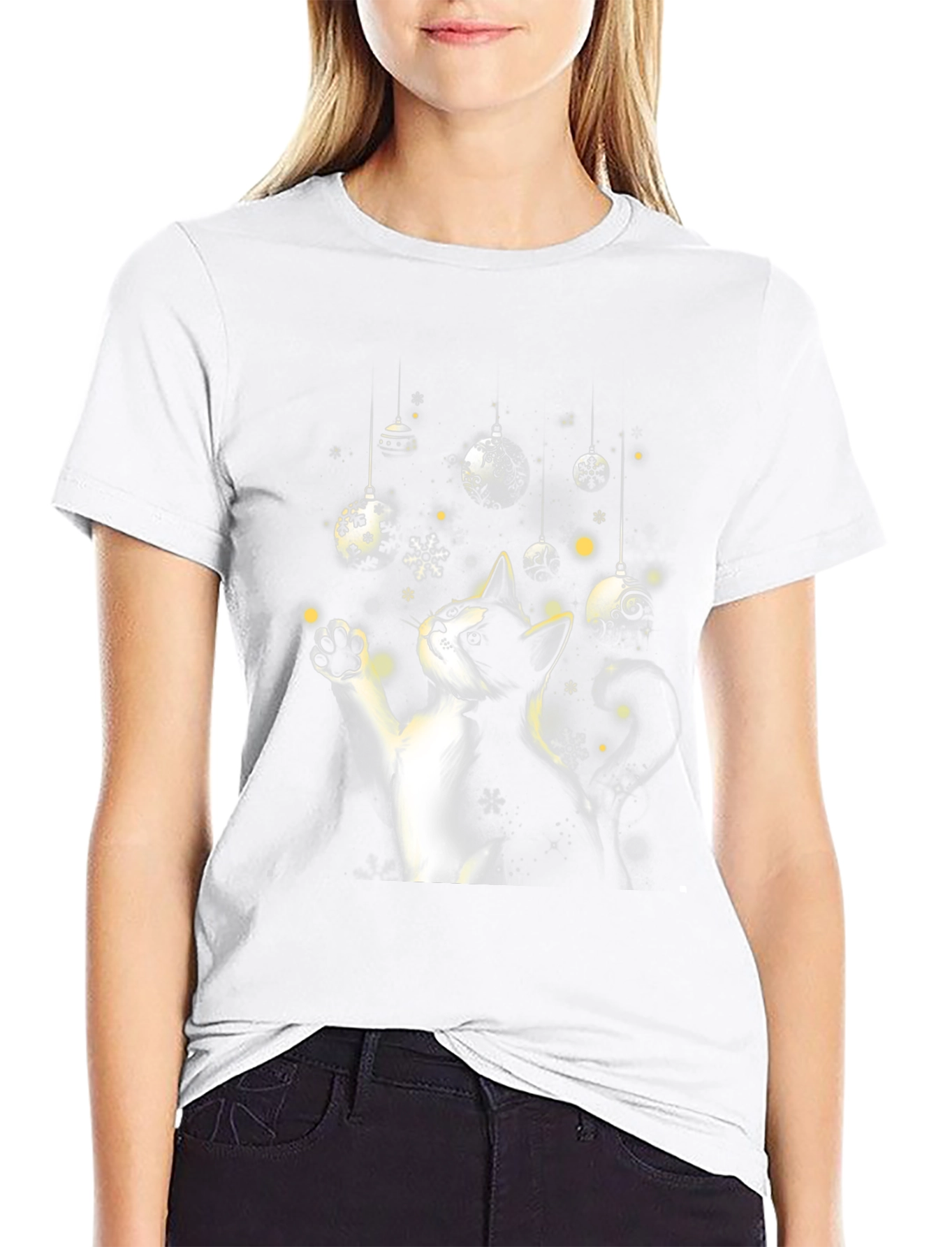 Festive Cat Christmas Ornament T-Shirt