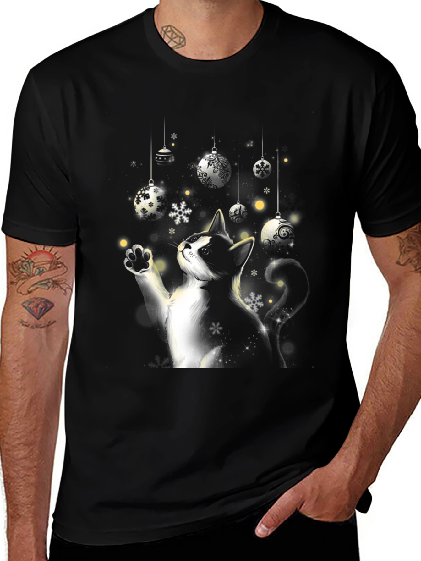 Festive Cat Christmas Ornament T-Shirt