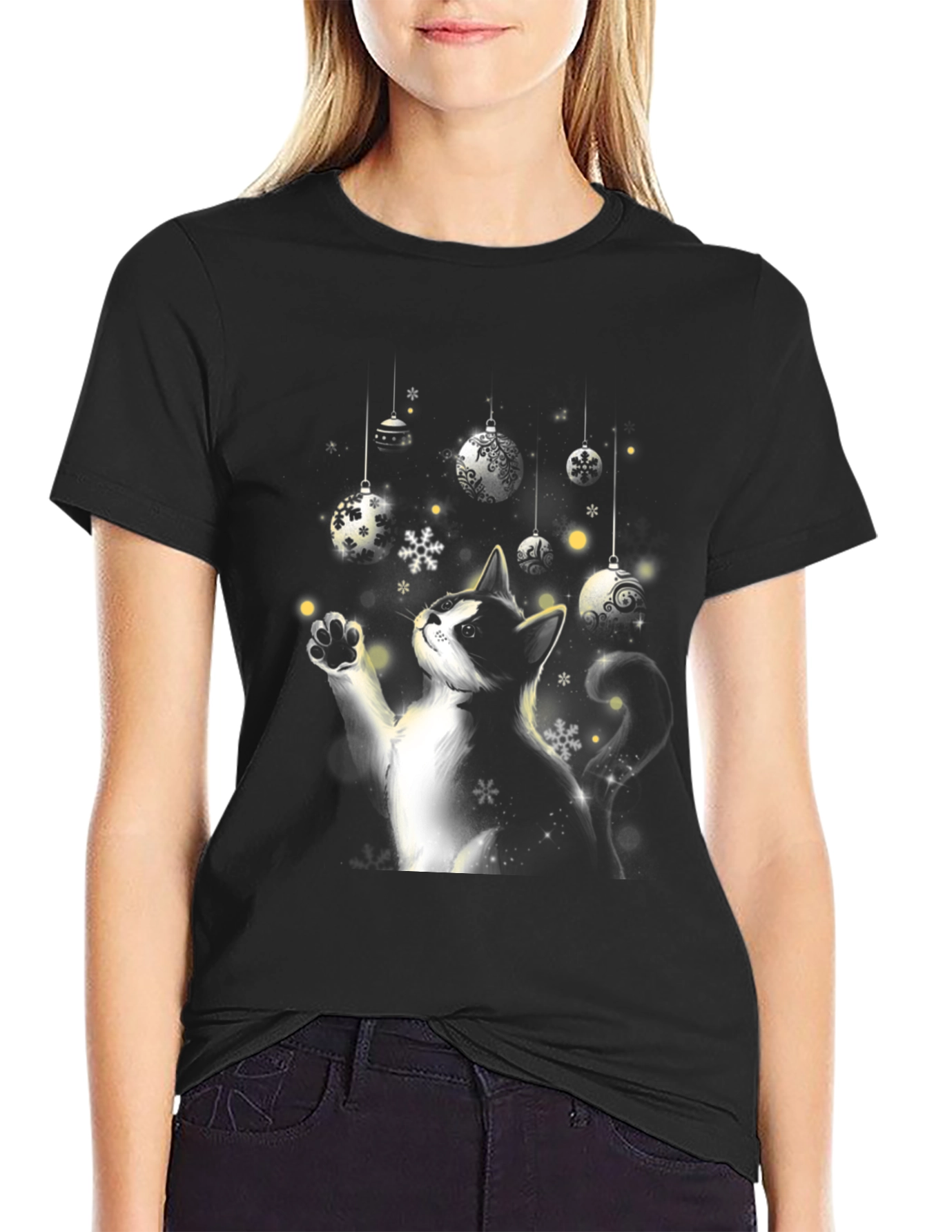 Festive Cat Christmas Ornament T-Shirt
