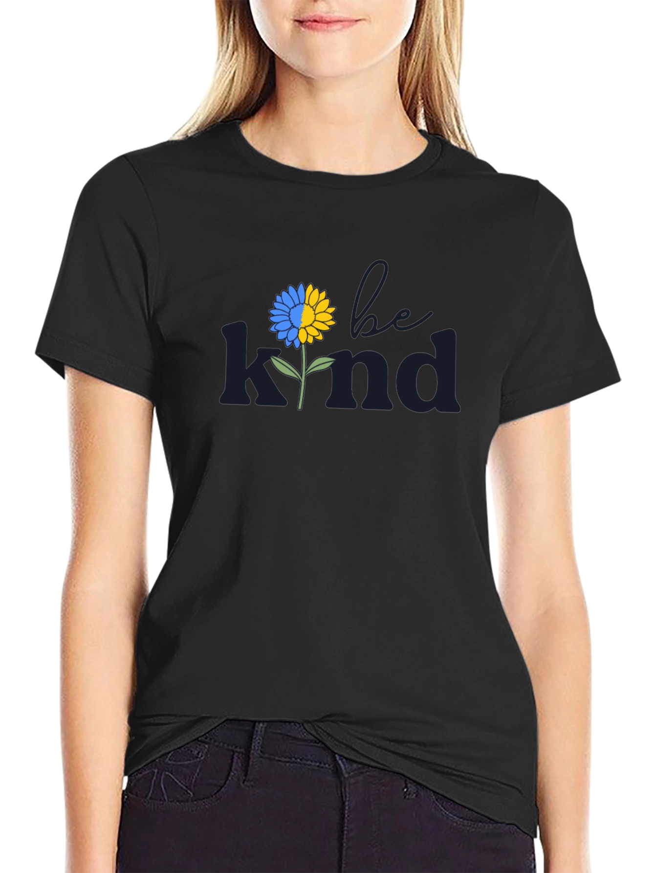 Be Kind Ukraine Flag Flower T-Shirt