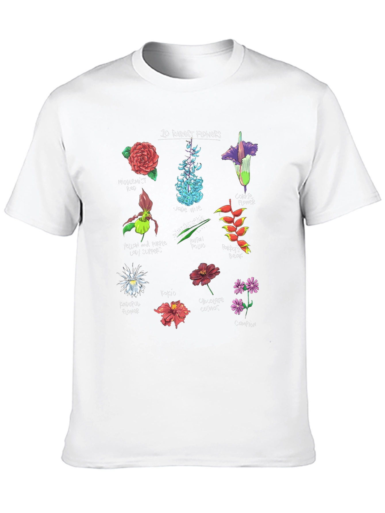10 Rarest Flowers T-Shirt Botanical Graphic Tee