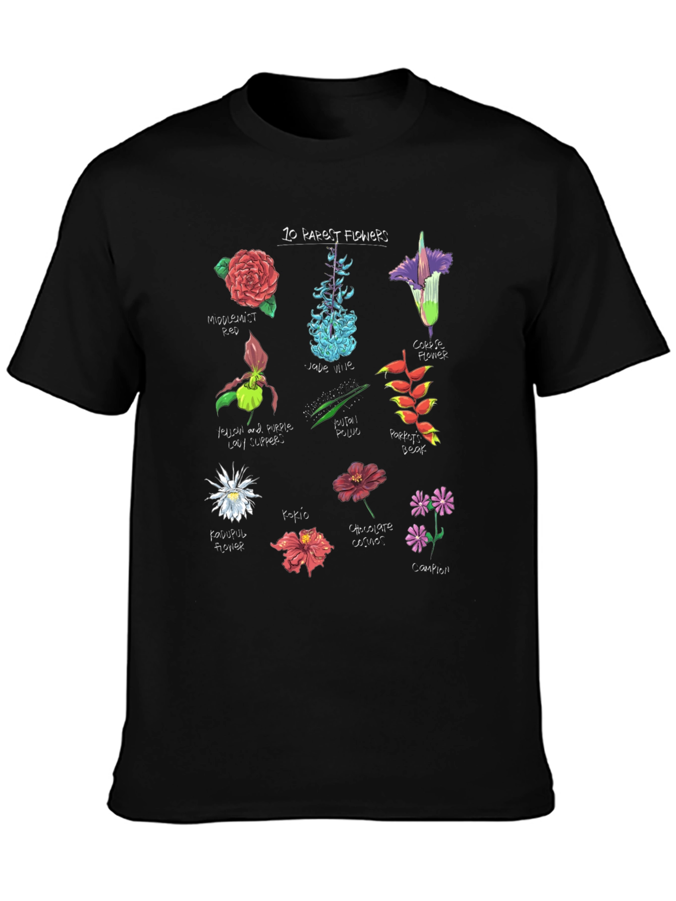10 Rarest Flowers T-Shirt Botanical Graphic Tee