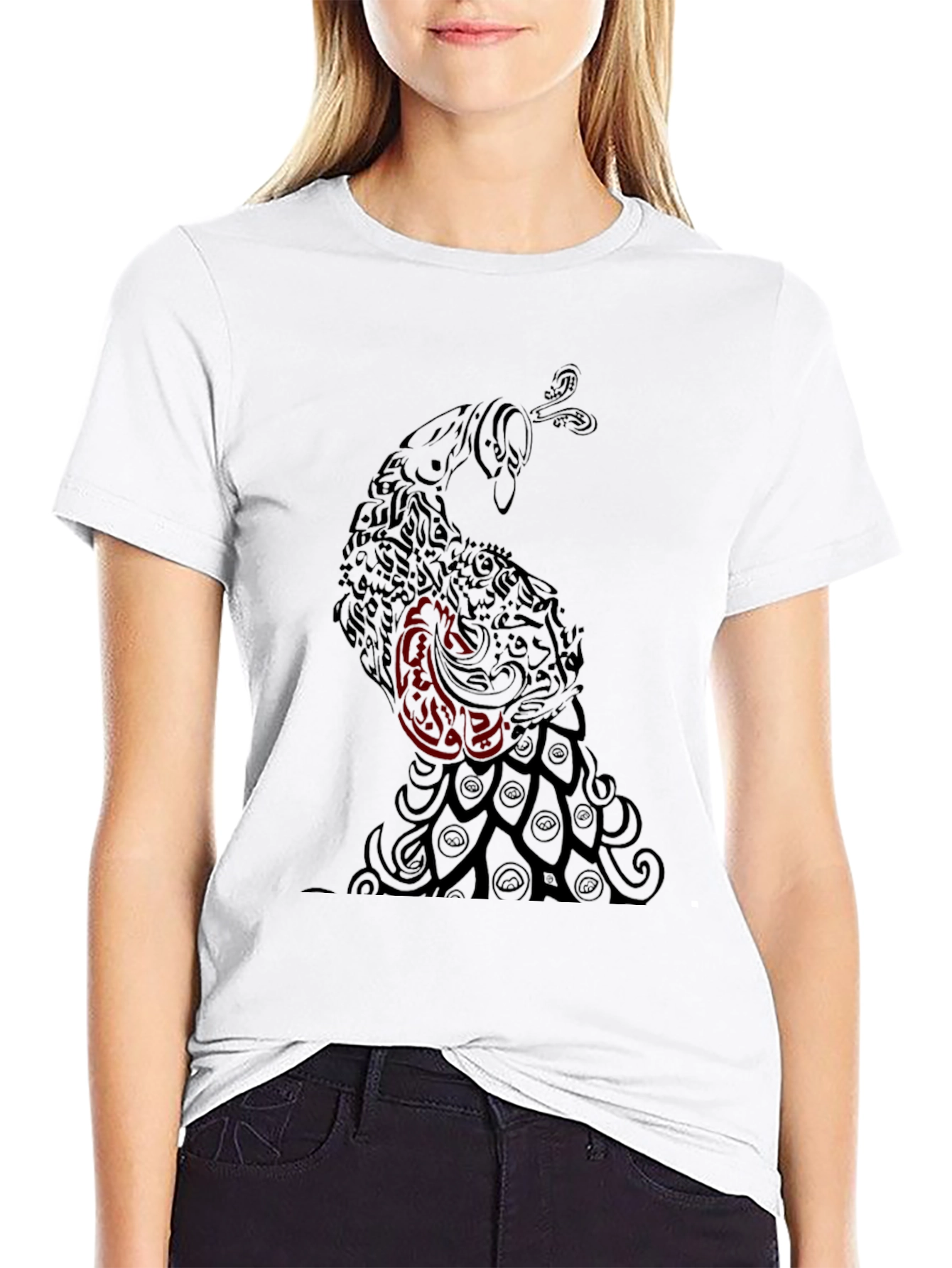 Black Peacock Graphic Tee - Stylish Mens Shirt