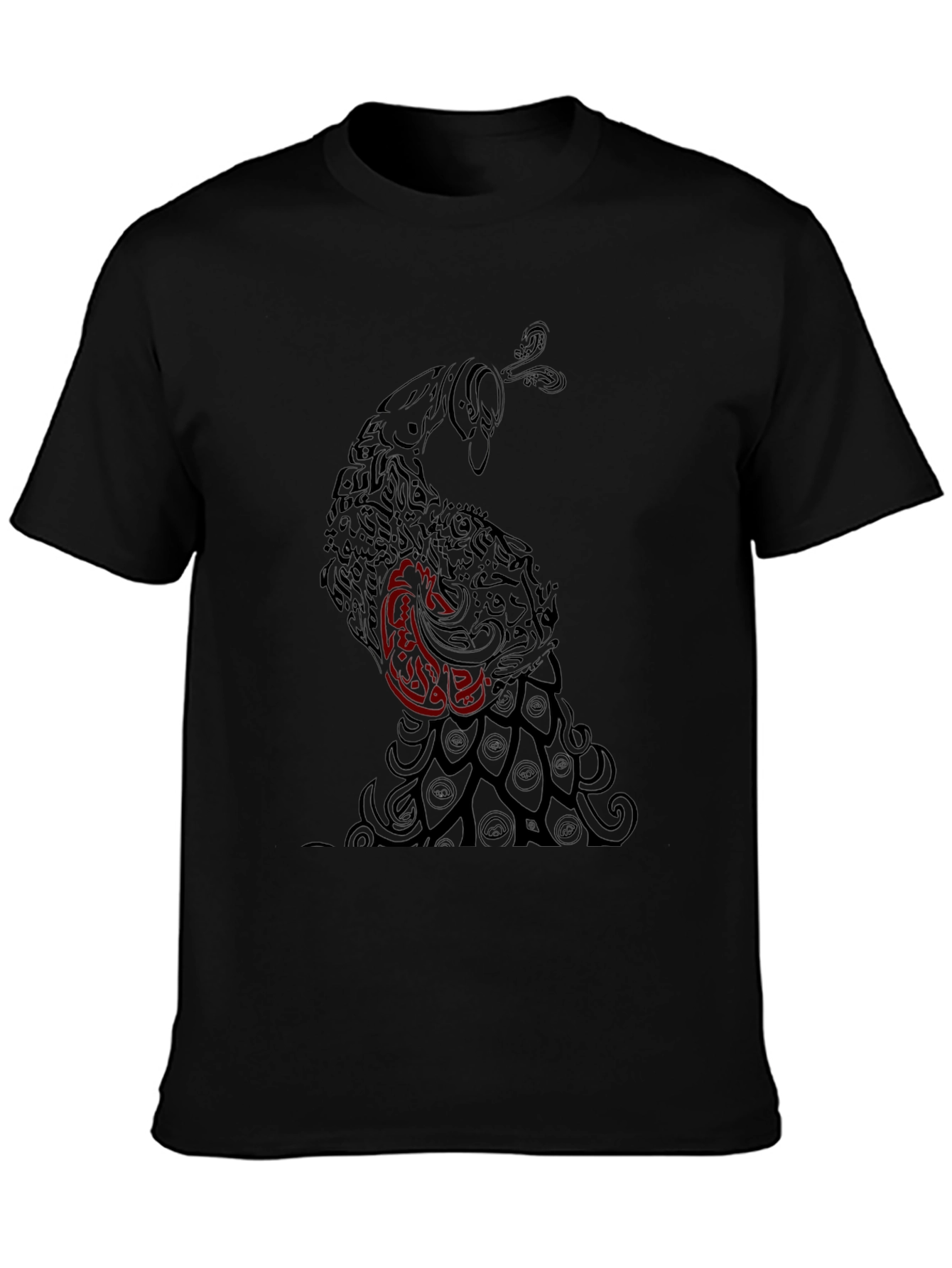 Black Peacock Graphic Tee - Stylish Mens Shirt