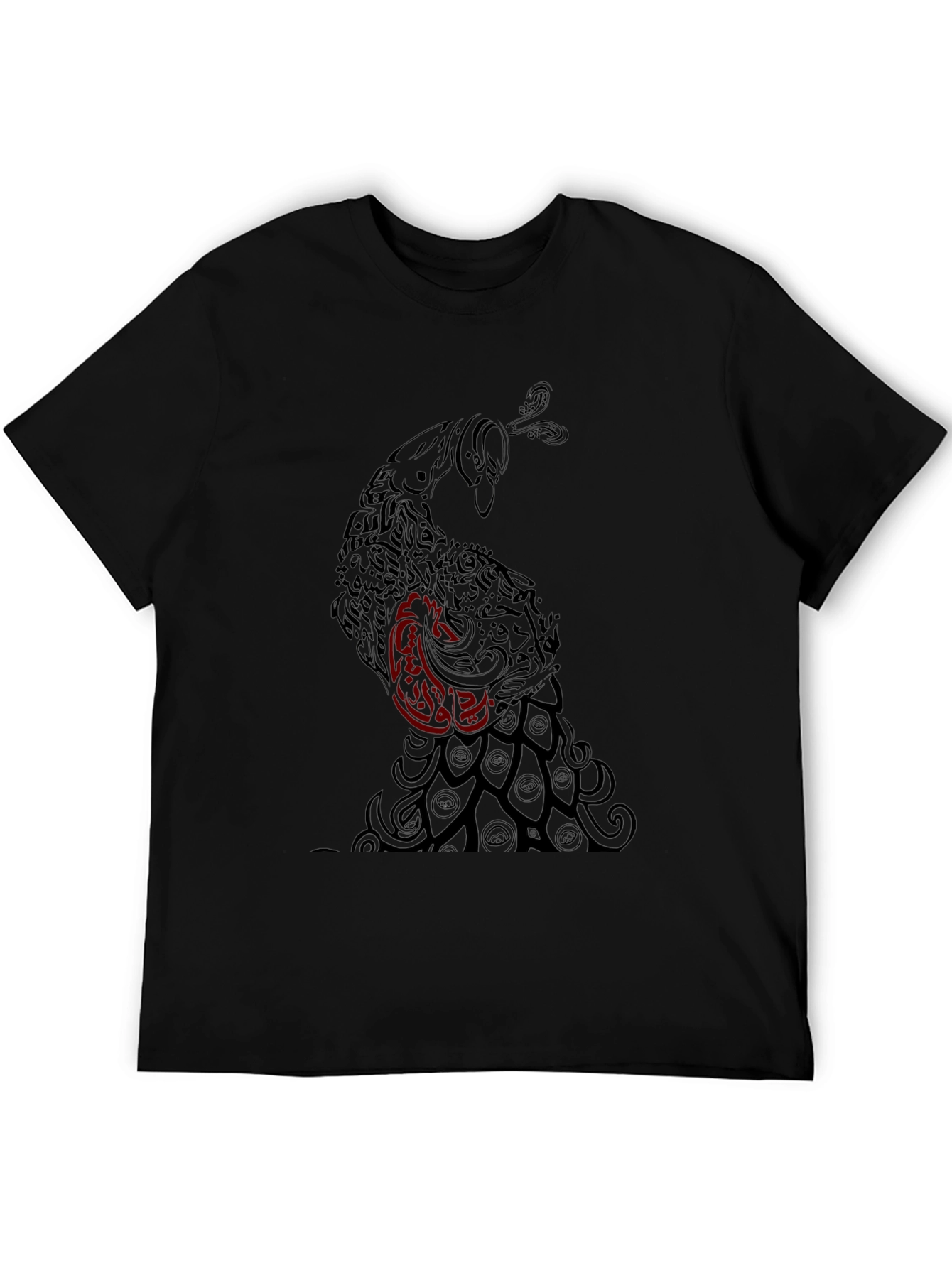 Black Peacock Graphic Tee - Stylish Mens Shirt