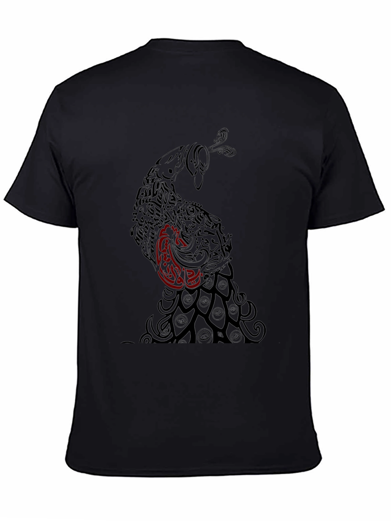 Black Peacock Graphic Tee - Stylish Mens Shirt