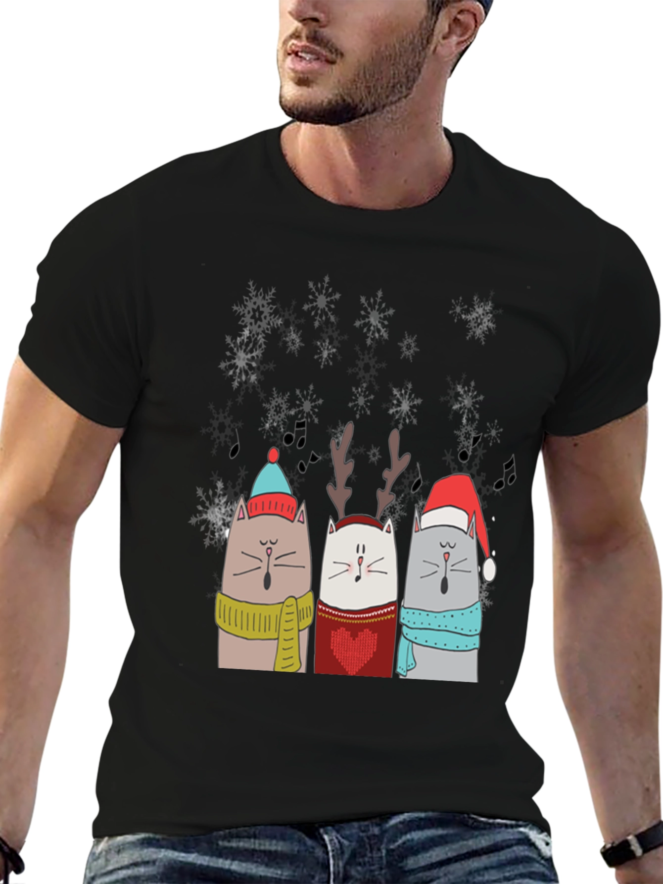 Festive Singing Cats Christmas T-Shirt