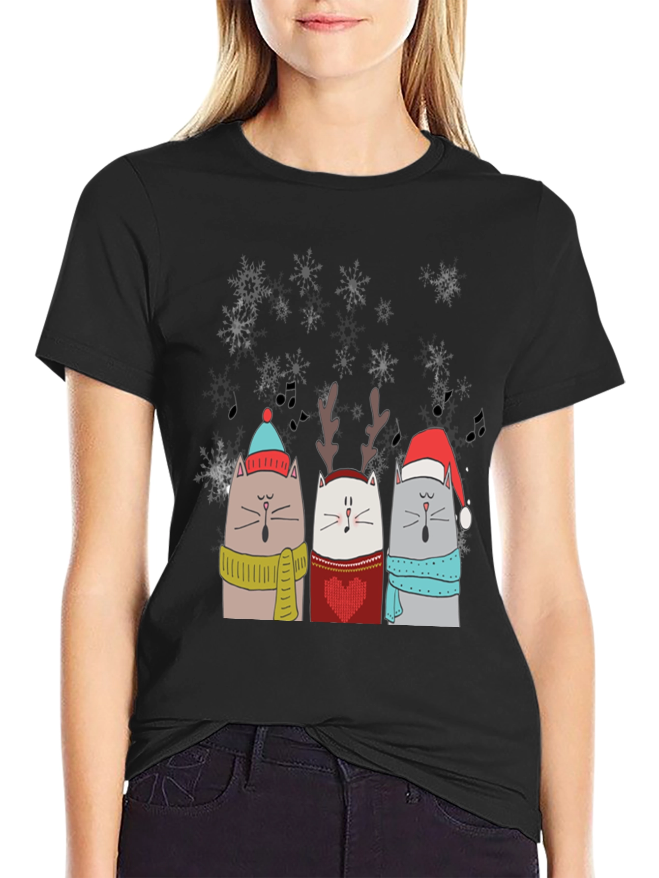 Festive Singing Cats Christmas T-Shirt