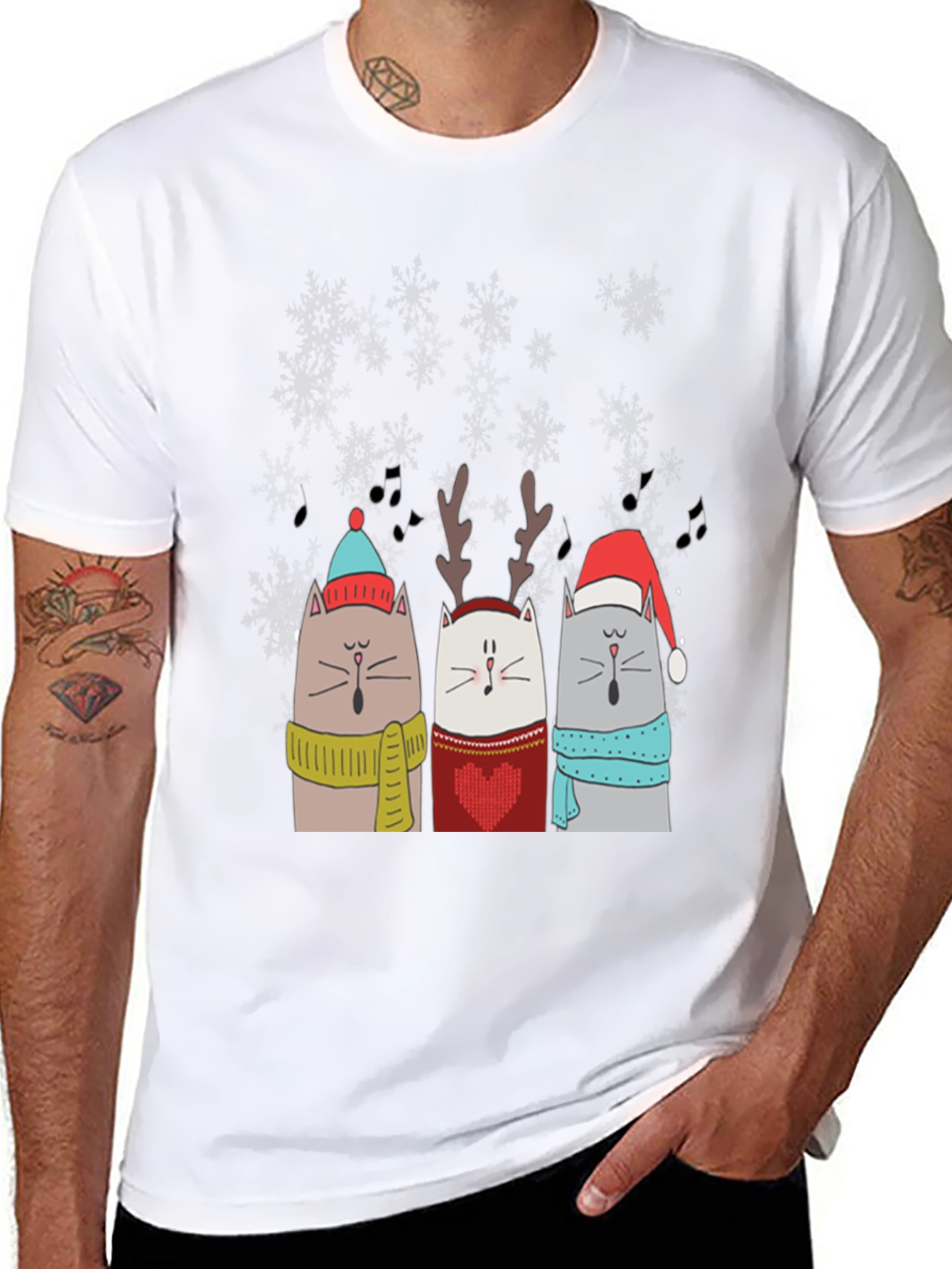Festive Singing Cats Christmas T-Shirt