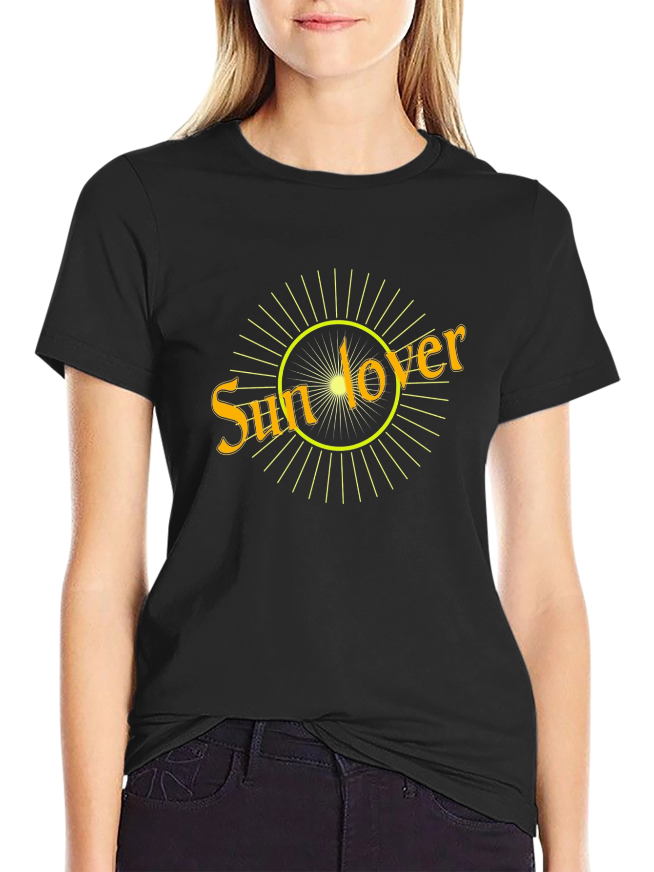 Sun Lover Graphic Tee - Black Cotton T-Shirt