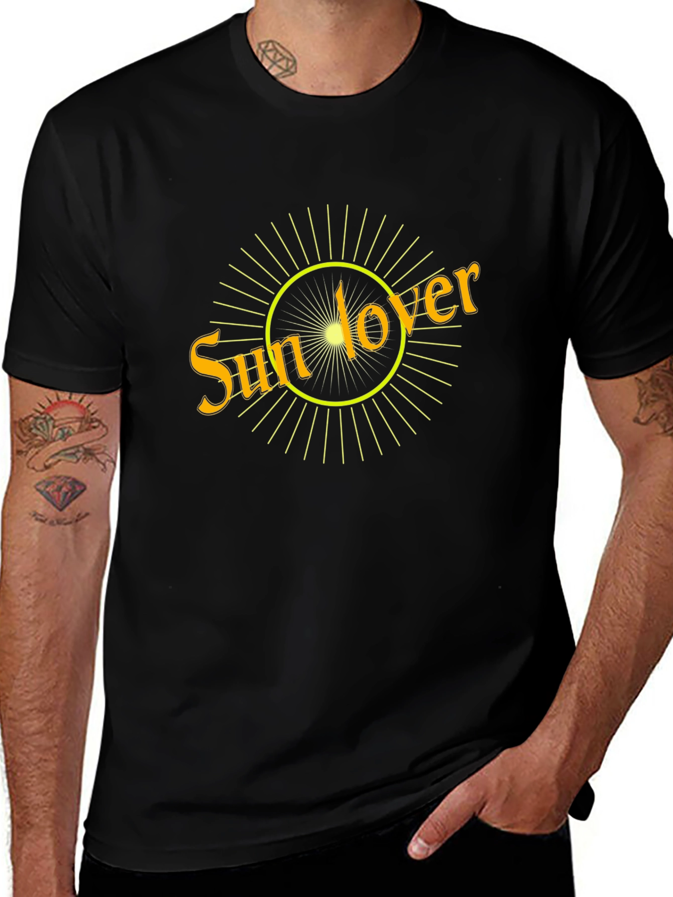 Sun Lover Graphic Tee - Black Cotton T-Shirt