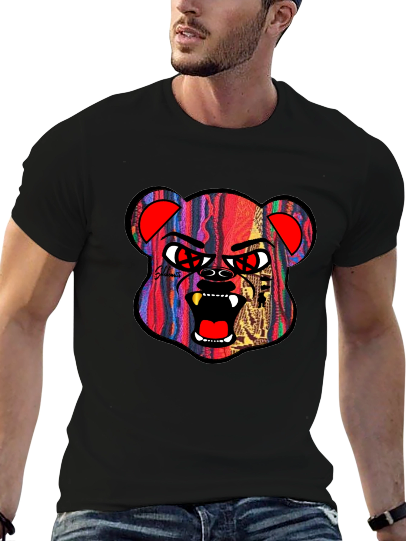 Edgy Bear Graphic Tee - Streetwear Style