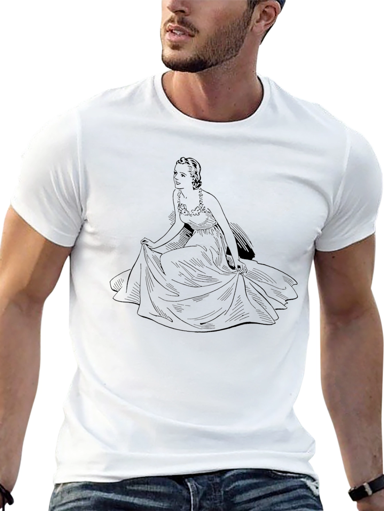 Elegant Woman Graphic Tee - Black Casual T-Shirt