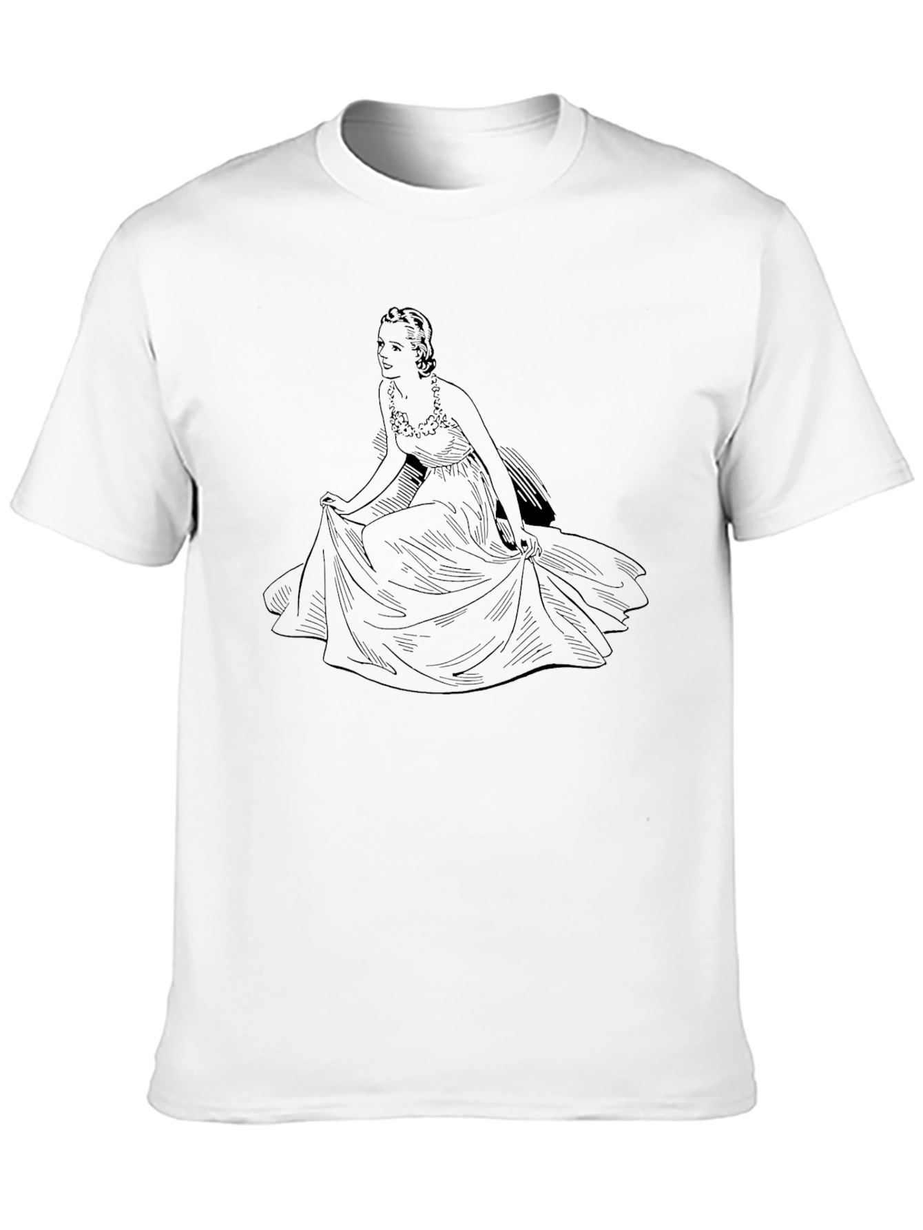 Elegant Woman Graphic Tee - Black Casual T-Shirt