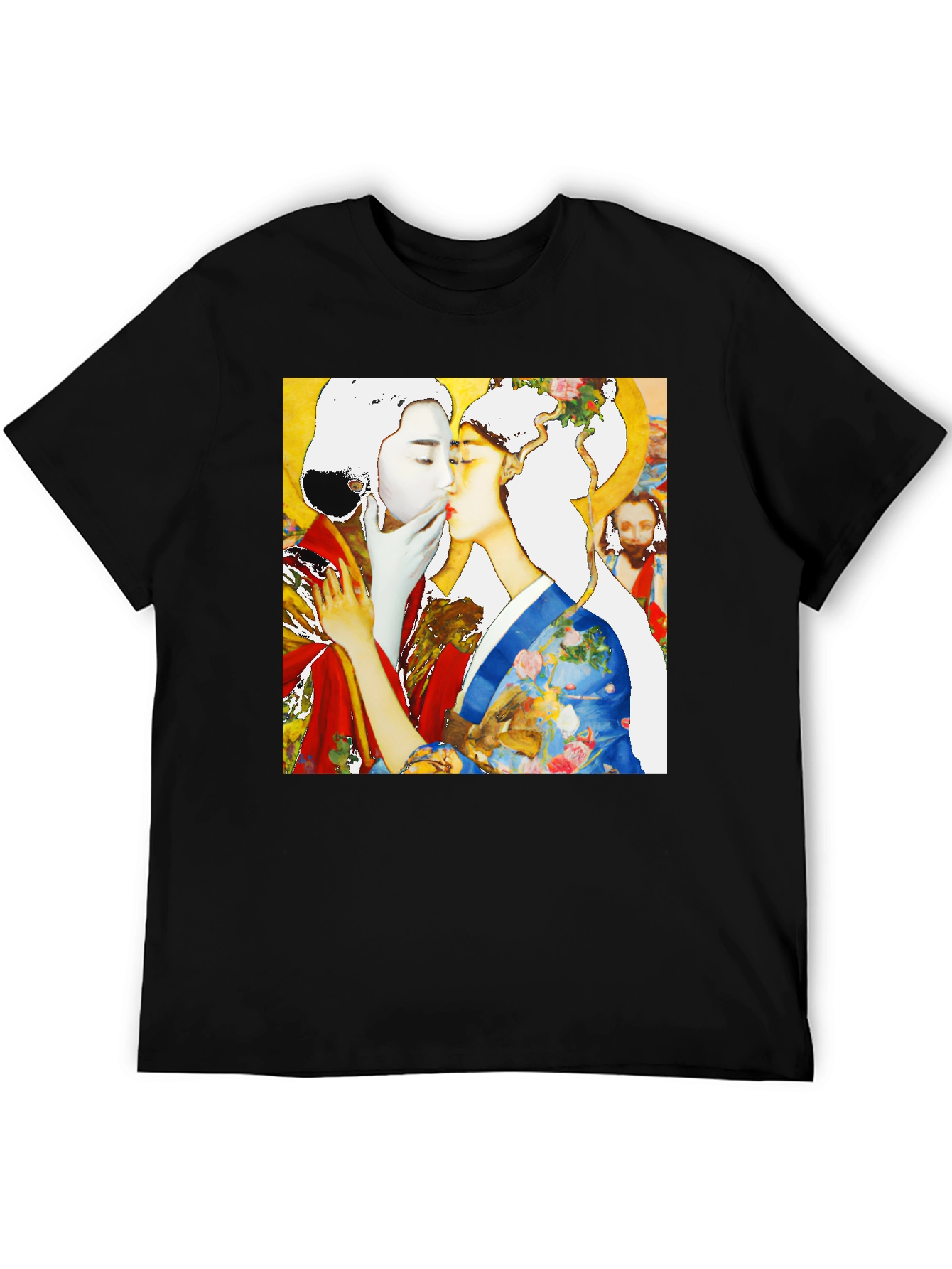 Geisha Kiss Graphic Tee - Unique Art T-Shirt