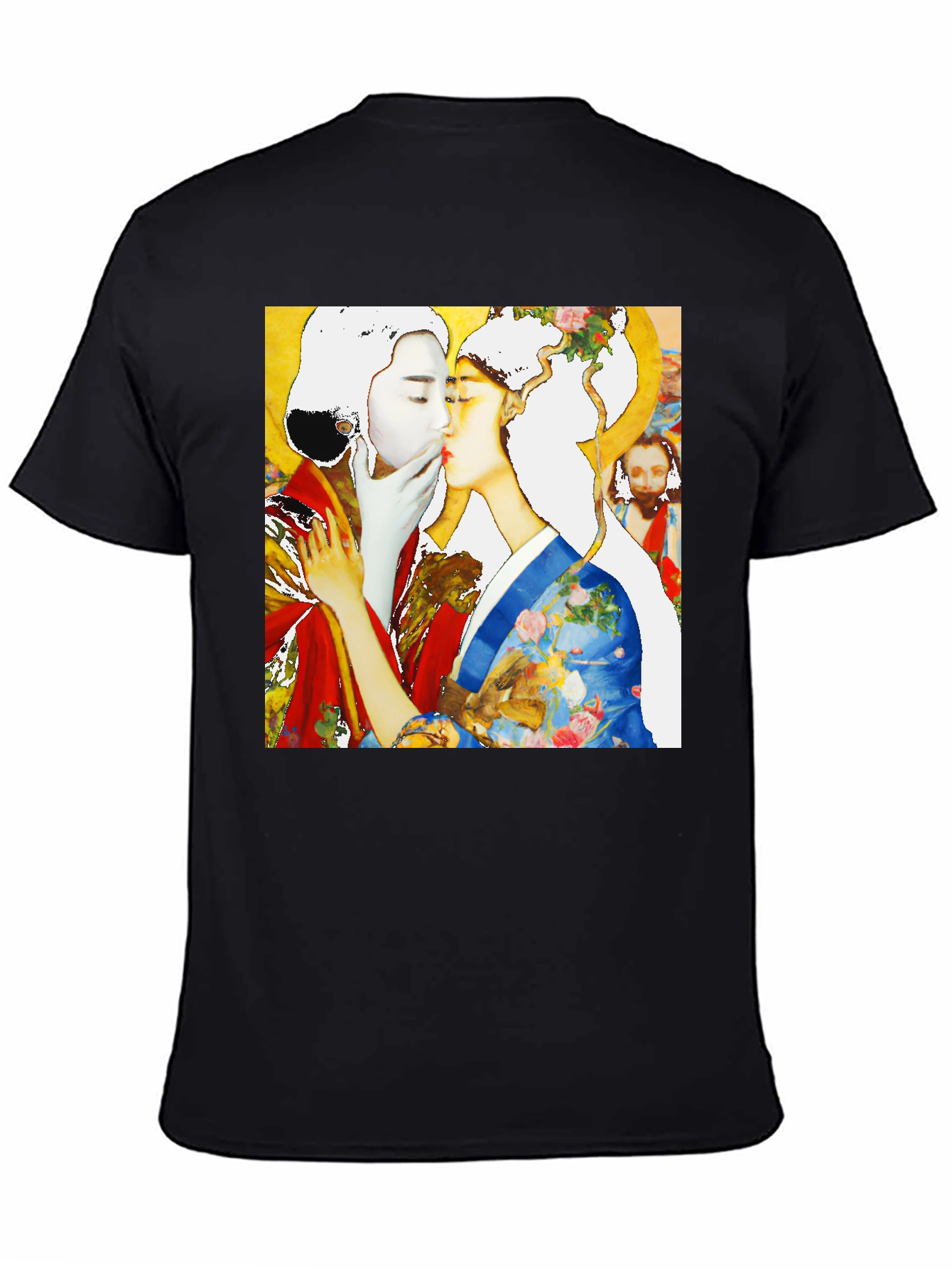 Geisha Kiss Graphic Tee - Unique Art T-Shirt